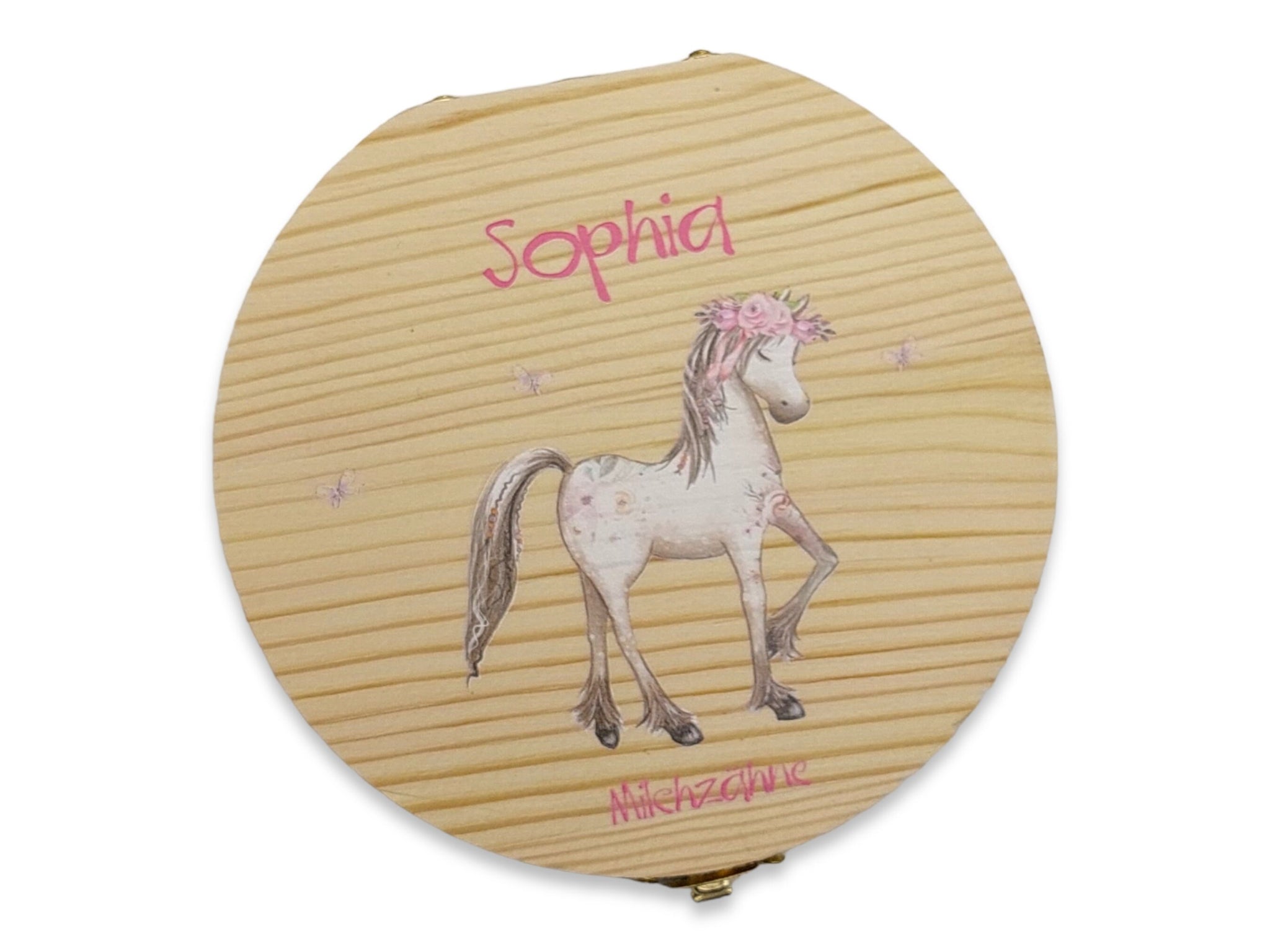 Milchzahndose personalisiert "Pferd" / Milchzahnbox aus Holz