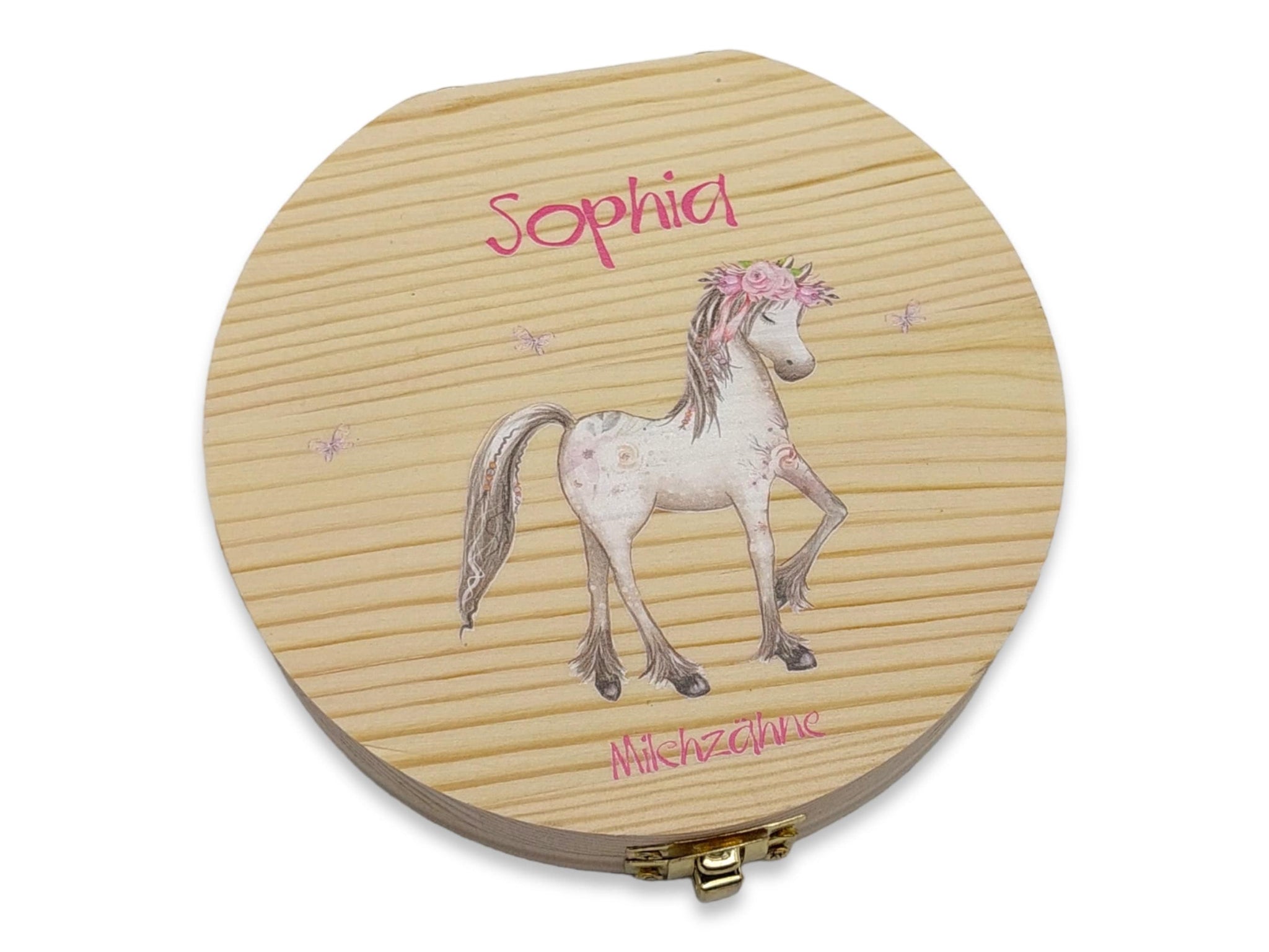 Milchzahndose personalisiert "Pferd" / Milchzahnbox aus Holz