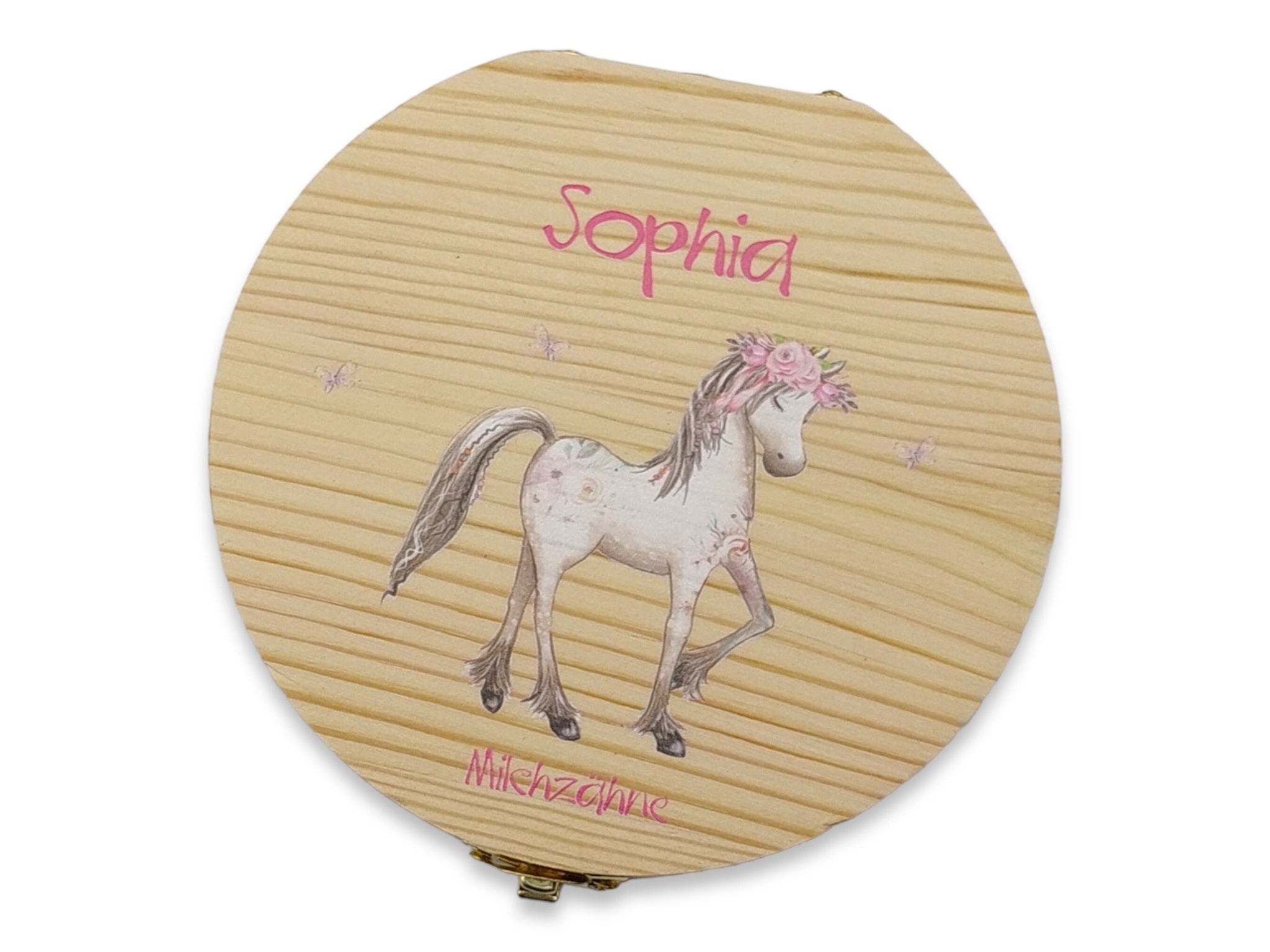 Milchzahndose personalisiert "Pferd" / Milchzahnbox aus Holz