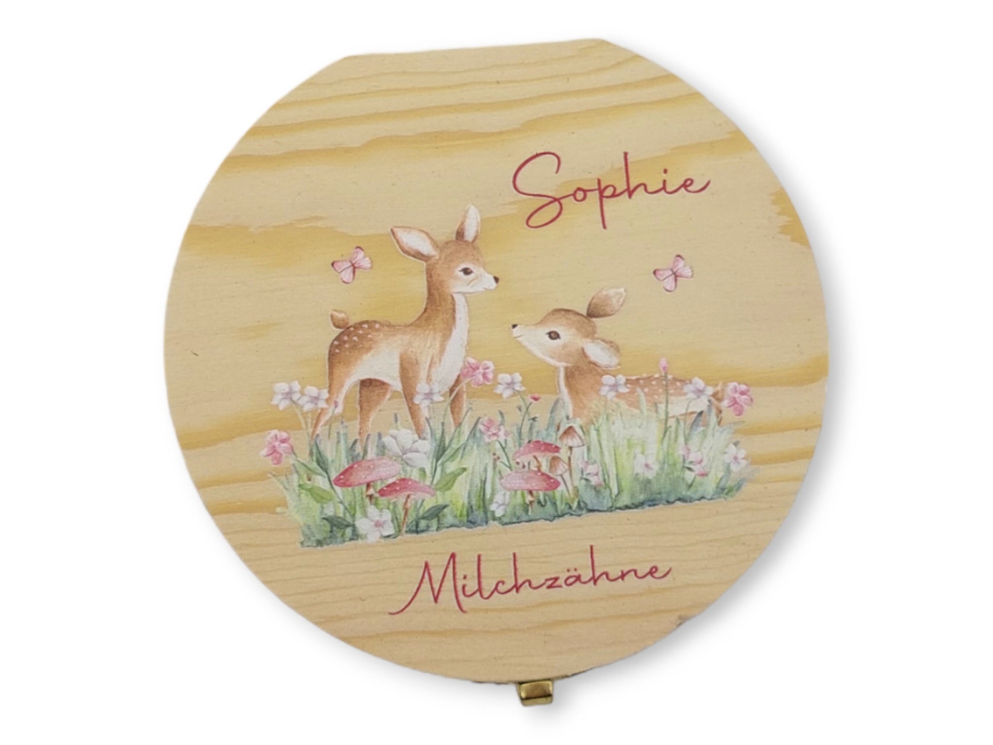 Milchzahndose personalisiert "Rehe2" / Milchzahnbox aus Holz