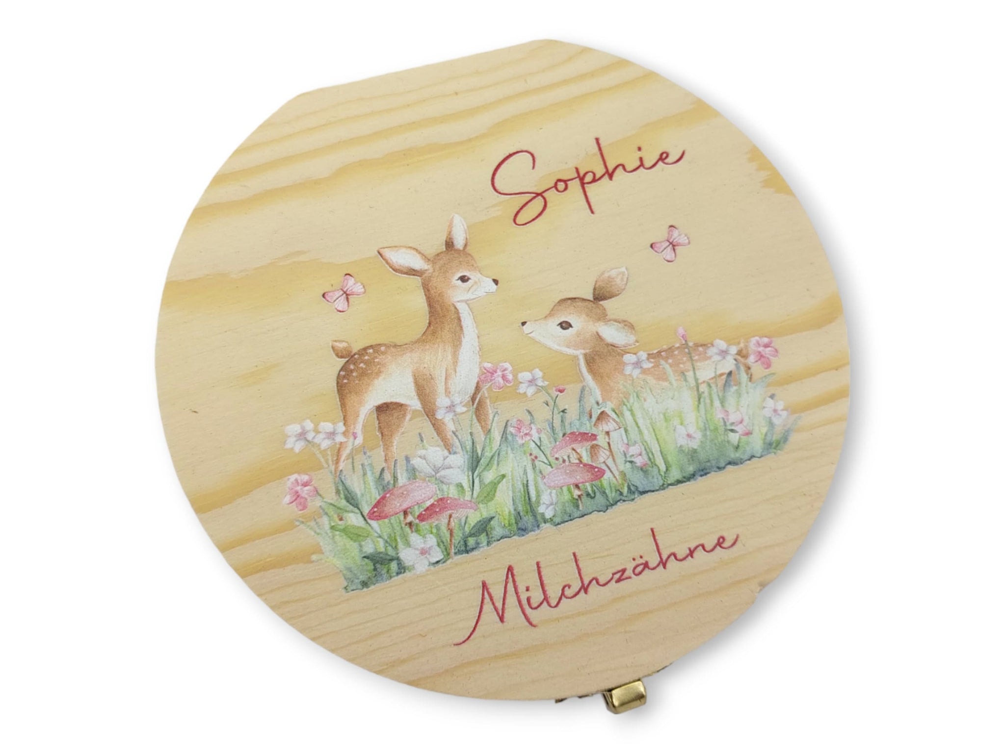 Milchzahndose personalisiert "Rehe2" / Milchzahnbox aus Holz