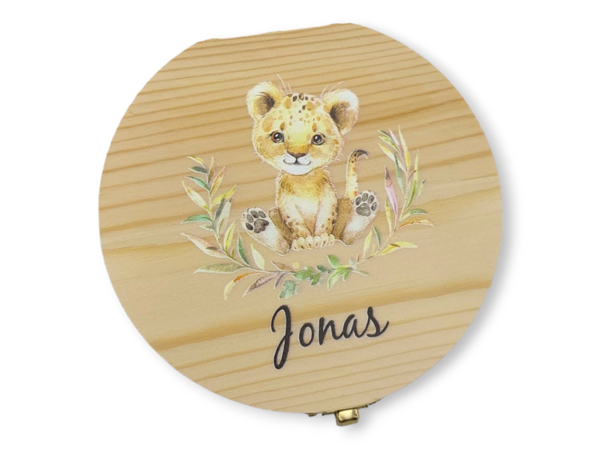 Milchzahndose personalisiert "Löwe2" / Milchzahnbox aus Holz