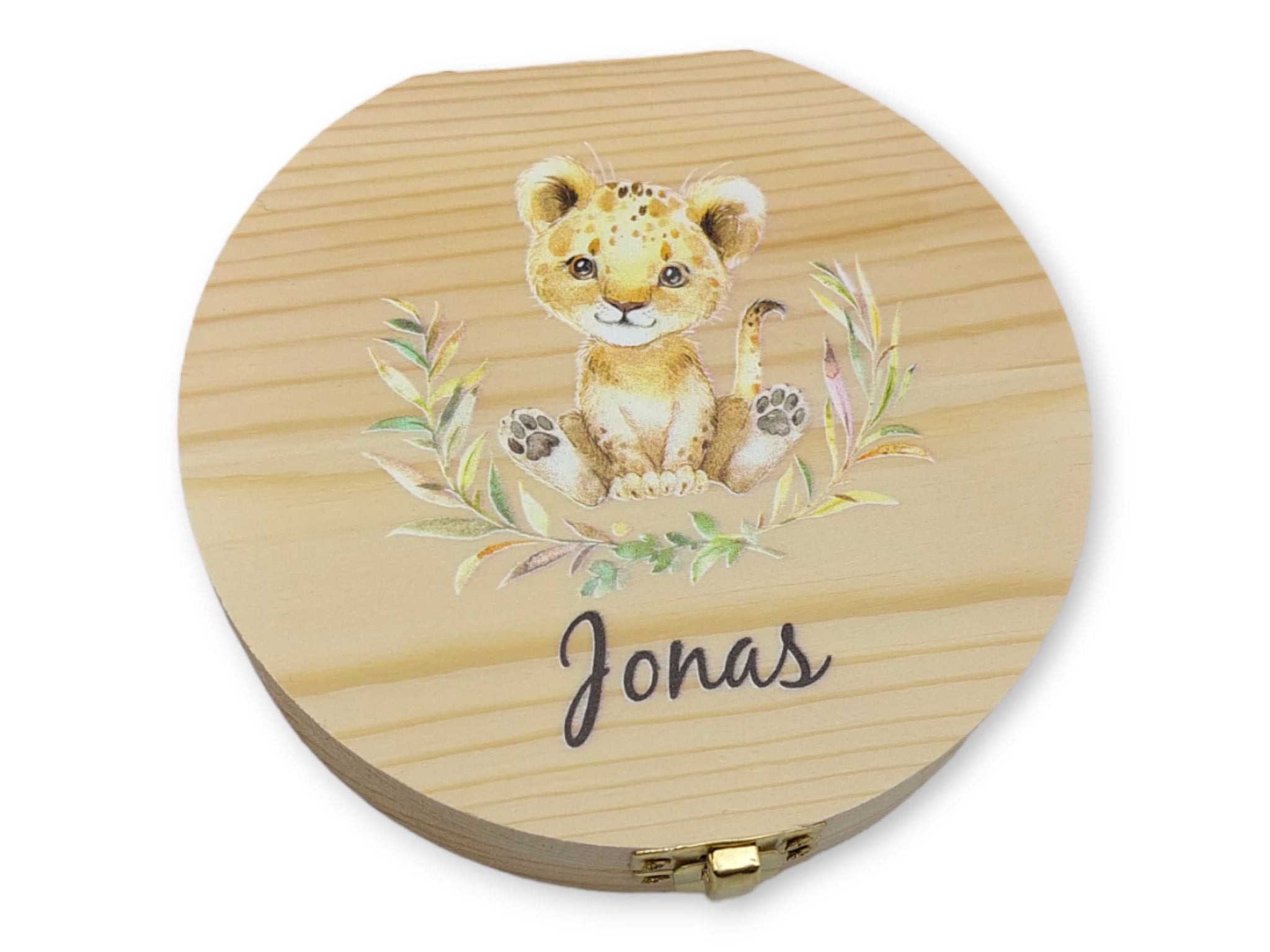 Milchzahndose personalisiert "Löwe2" / Milchzahnbox aus Holz
