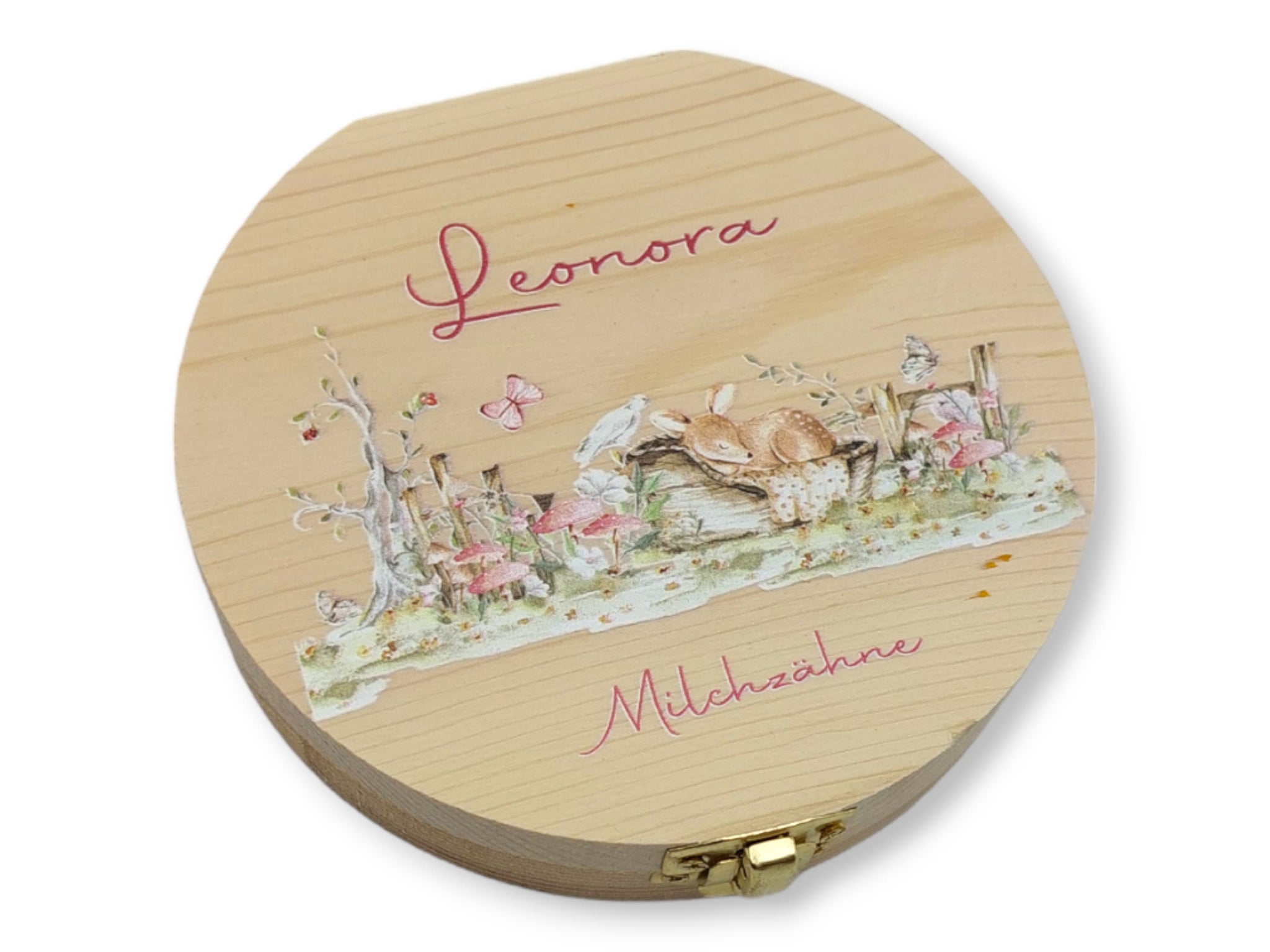 Milchzahndose personalisiert "Rehkits" / Milchzahnbox aus Holz