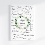 Fingerabdruck Gästebuch auf Keilrahmen personalisiert "Greenery" Leinwand