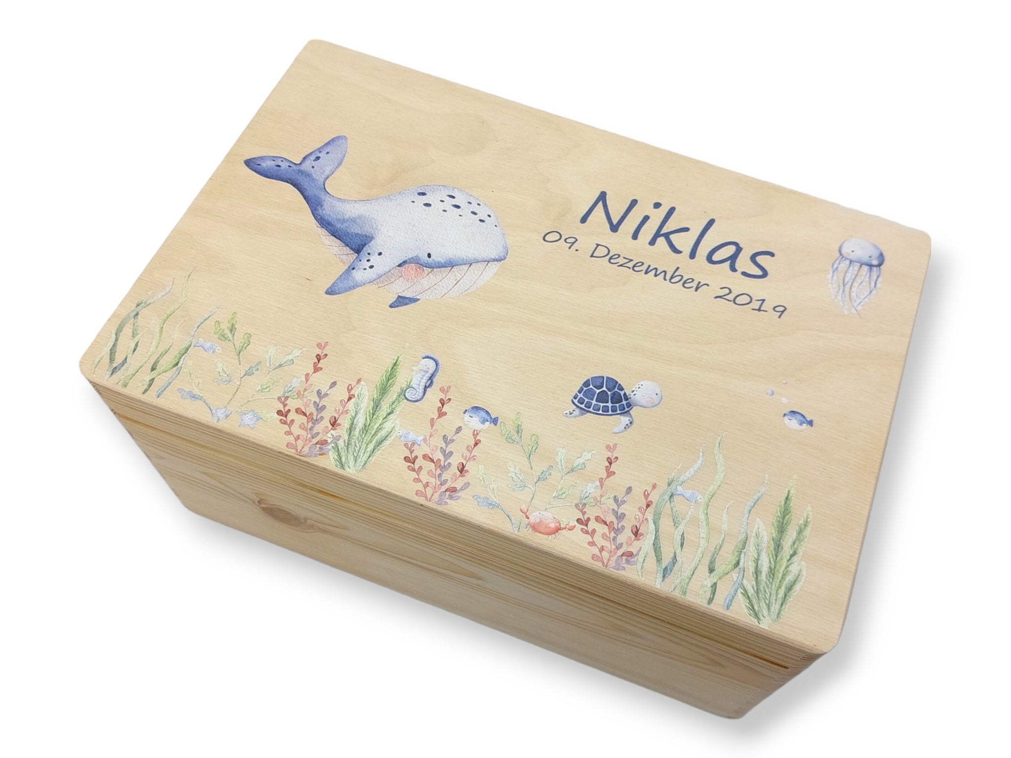 Erinnerungskiste Baby mit Namen "Unterwasser" Erinnerungsbox für Kinder, Geschenkidee zur Geburt, Geschenk zur Geburt, Baby Erinnerungen