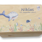 Erinnerungskiste Baby mit Namen "Unterwasser" Erinnerungsbox für Kinder, Geschenkidee zur Geburt, Geschenk zur Geburt, Baby Erinnerungen