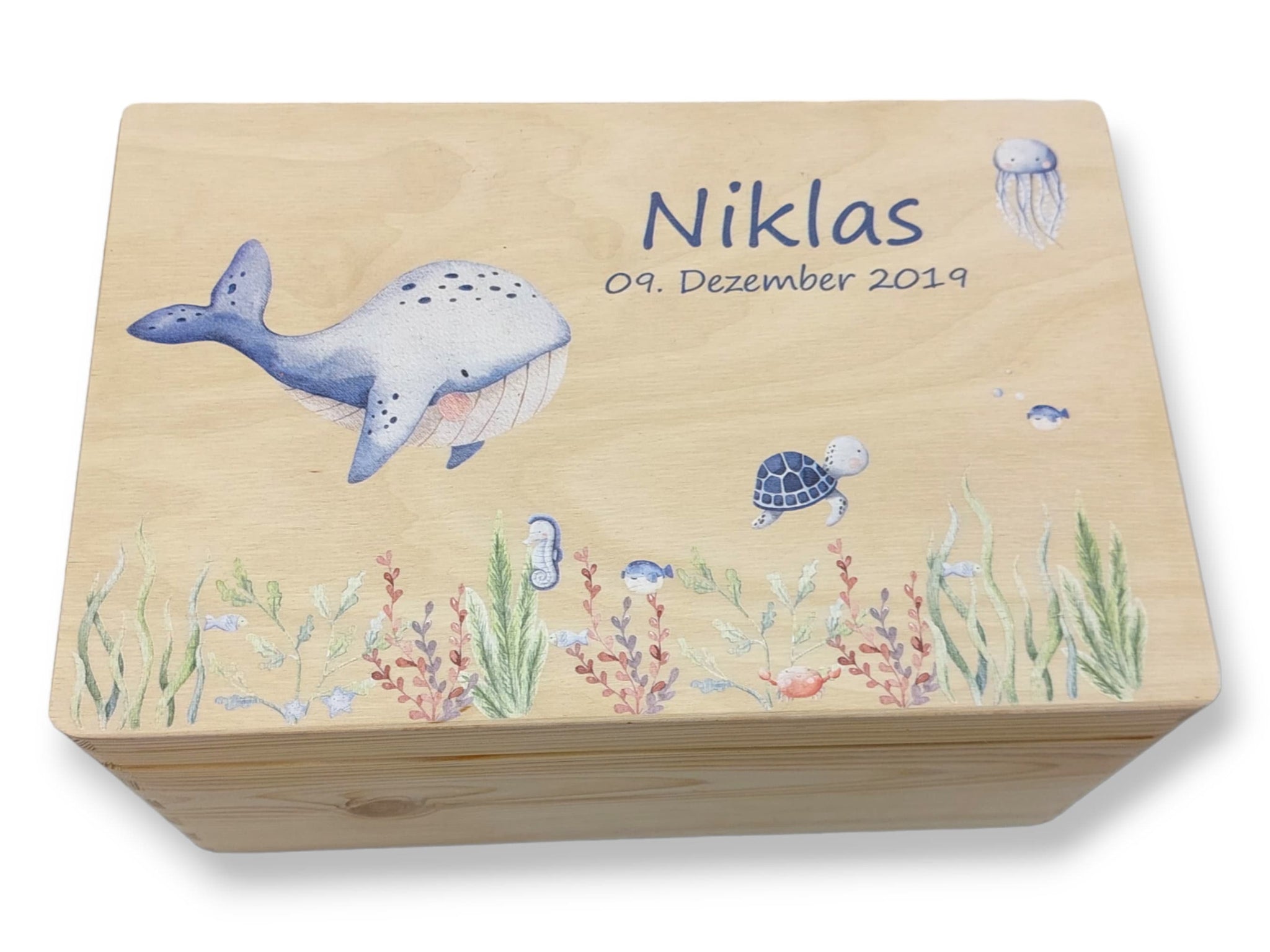 Erinnerungskiste Baby mit Namen "Unterwasser" Erinnerungsbox für Kinder, Geschenkidee zur Geburt, Geschenk zur Geburt, Baby Erinnerungen