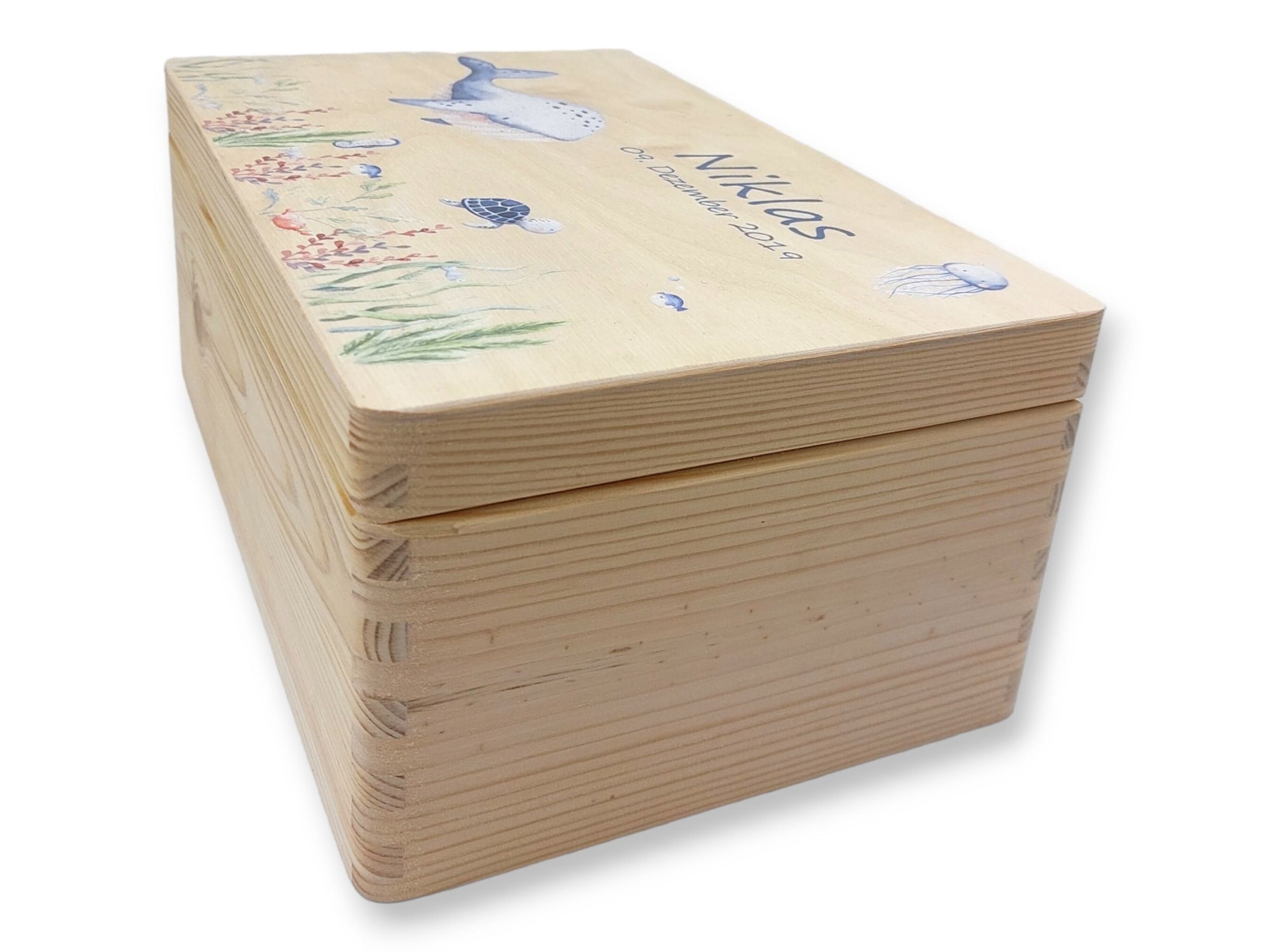 Erinnerungskiste Baby mit Namen "Unterwasser" Erinnerungsbox für Kinder, Geschenkidee zur Geburt, Geschenk zur Geburt, Baby Erinnerungen