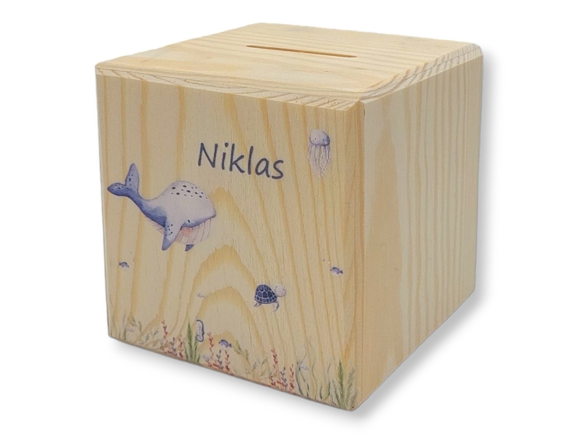 Holzspardose "Under the sea" personalisiert mit Namen