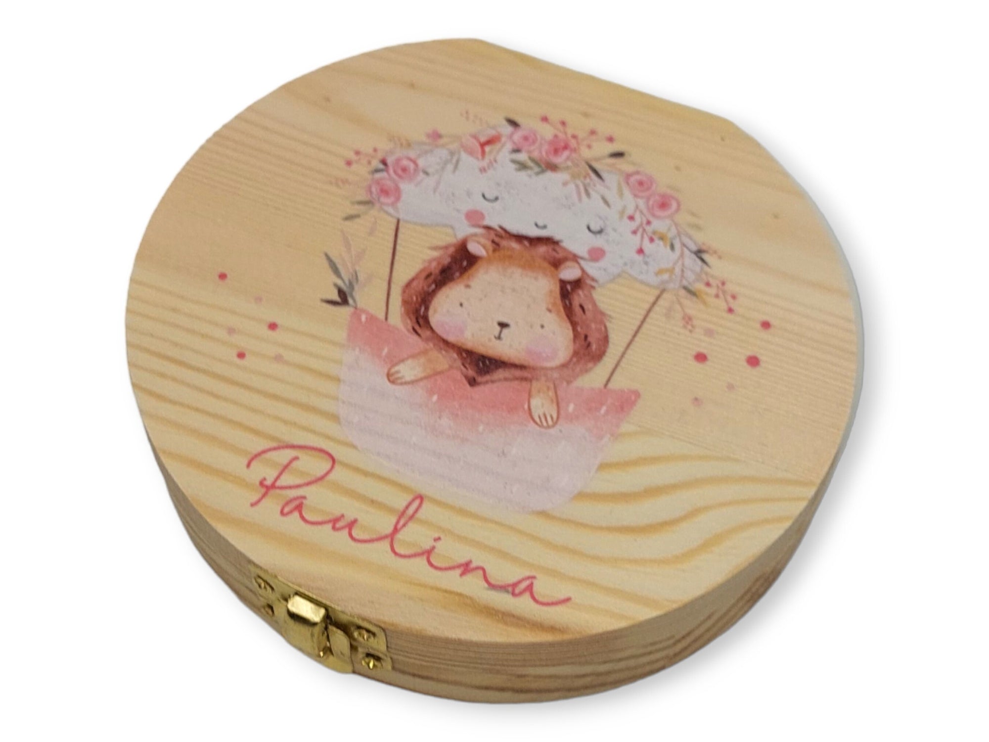 Milchzahndose personalisiert "Heißluftballon rosa" / Milchzahnbox aus Holz, Milchzahndose aus Holz, Personalisierte Zahnbox, Kindergeschenk