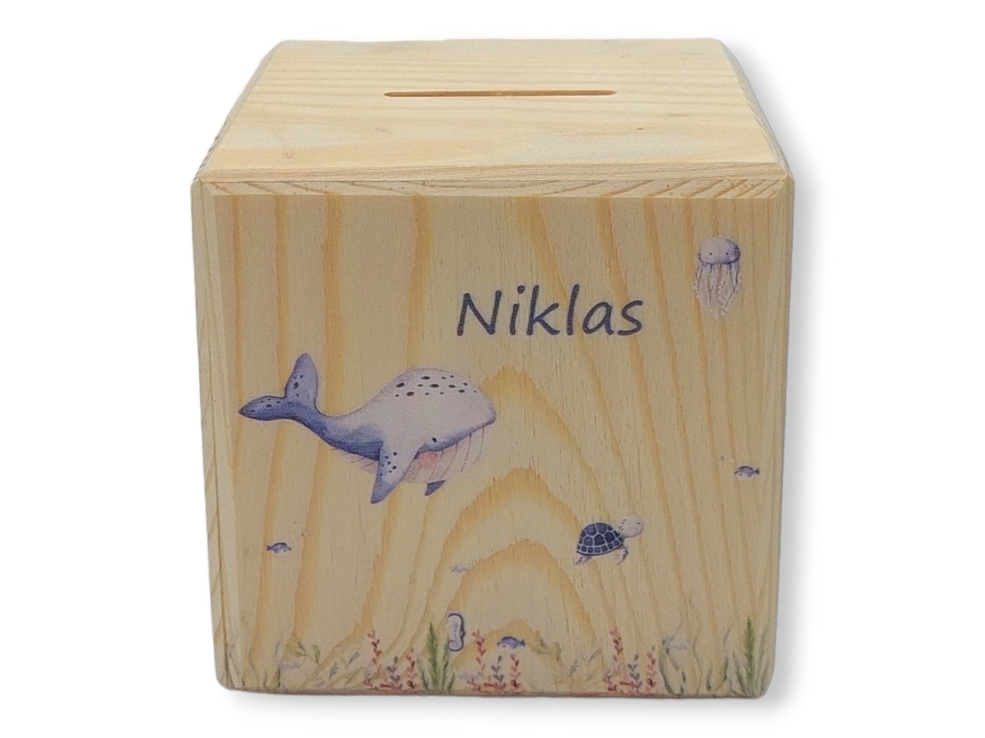 Holzspardose "Under the sea" personalisiert mit Namen