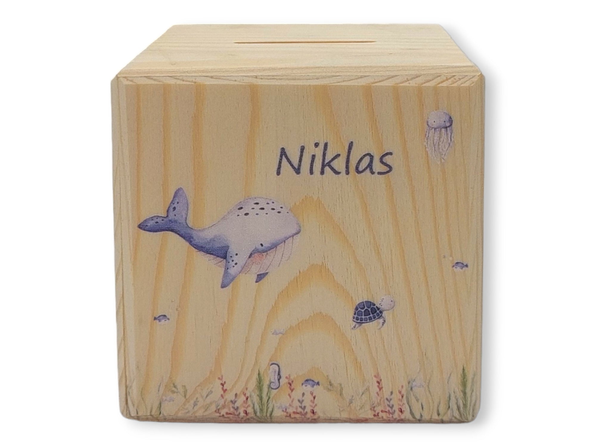 Holzspardose "Under the sea" personalisiert mit Namen