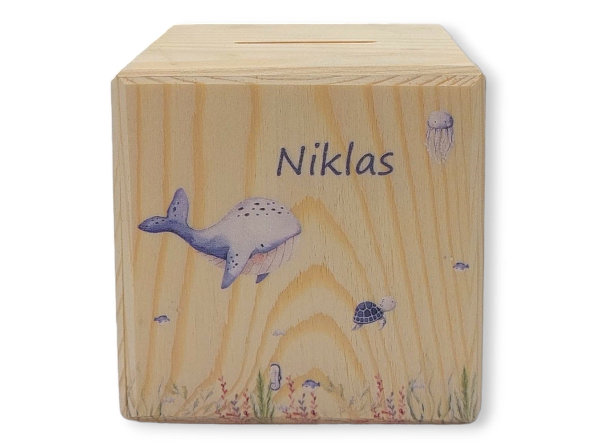 Holzspardose "Under the sea" personalisiert mit Namen