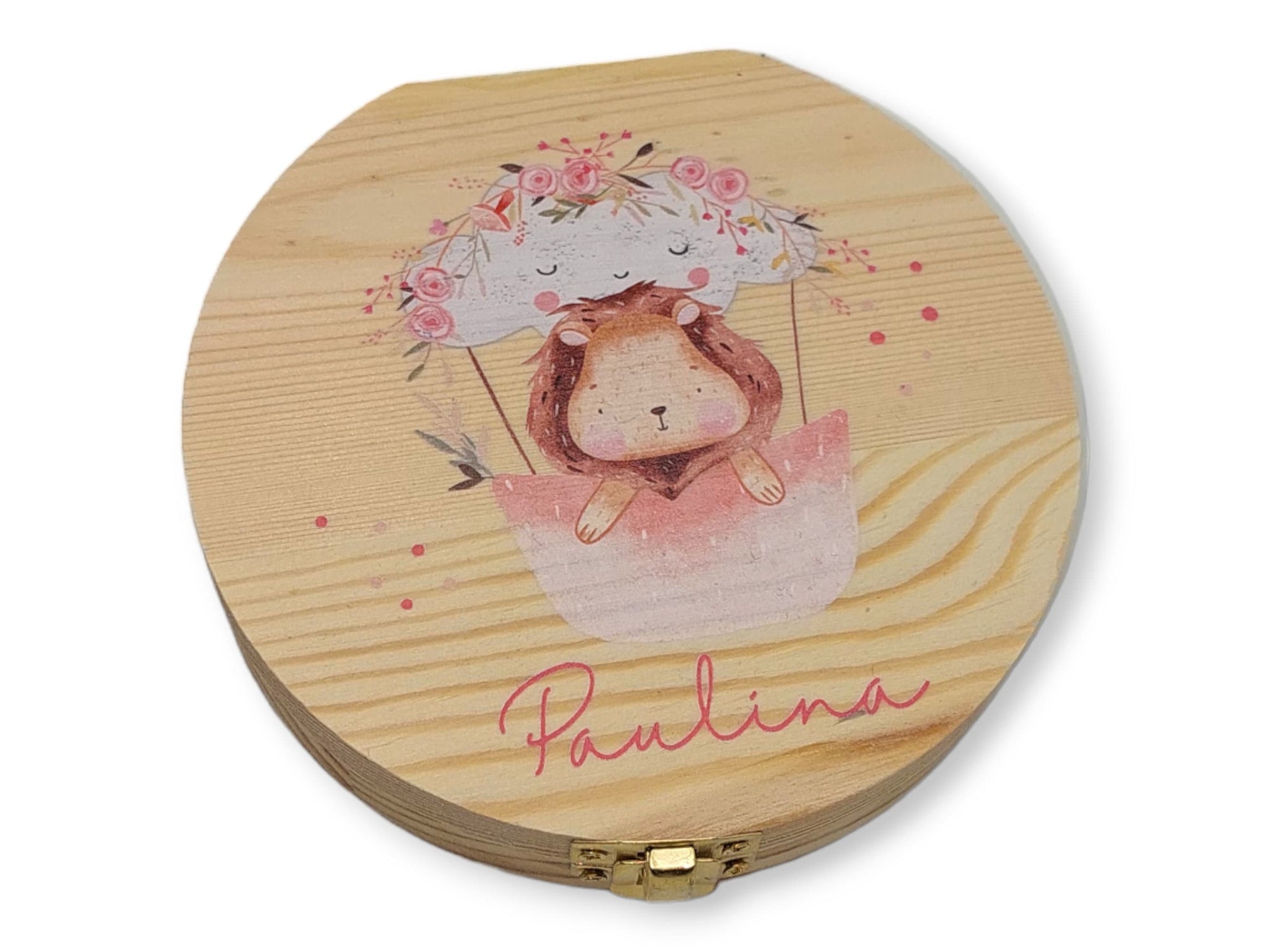 Milchzahndose personalisiert "Heißluftballon rosa" / Milchzahnbox aus Holz, Milchzahndose aus Holz, Personalisierte Zahnbox, Kindergeschenk
