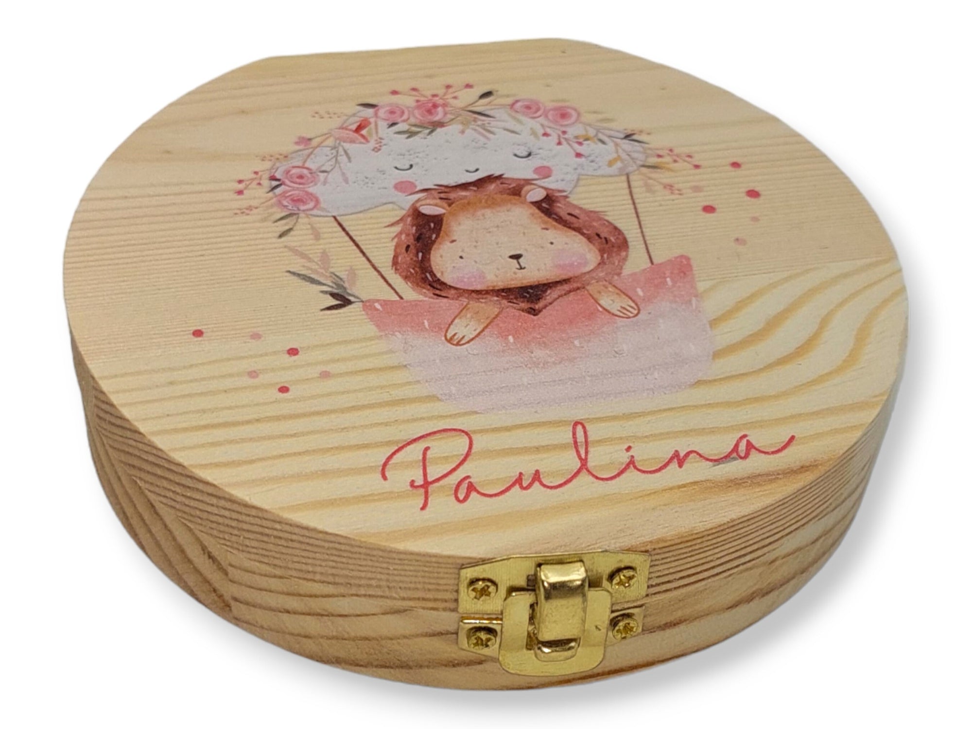 Milchzahndose personalisiert "Heißluftballon rosa" / Milchzahnbox aus Holz, Milchzahndose aus Holz, Personalisierte Zahnbox, Kindergeschenk