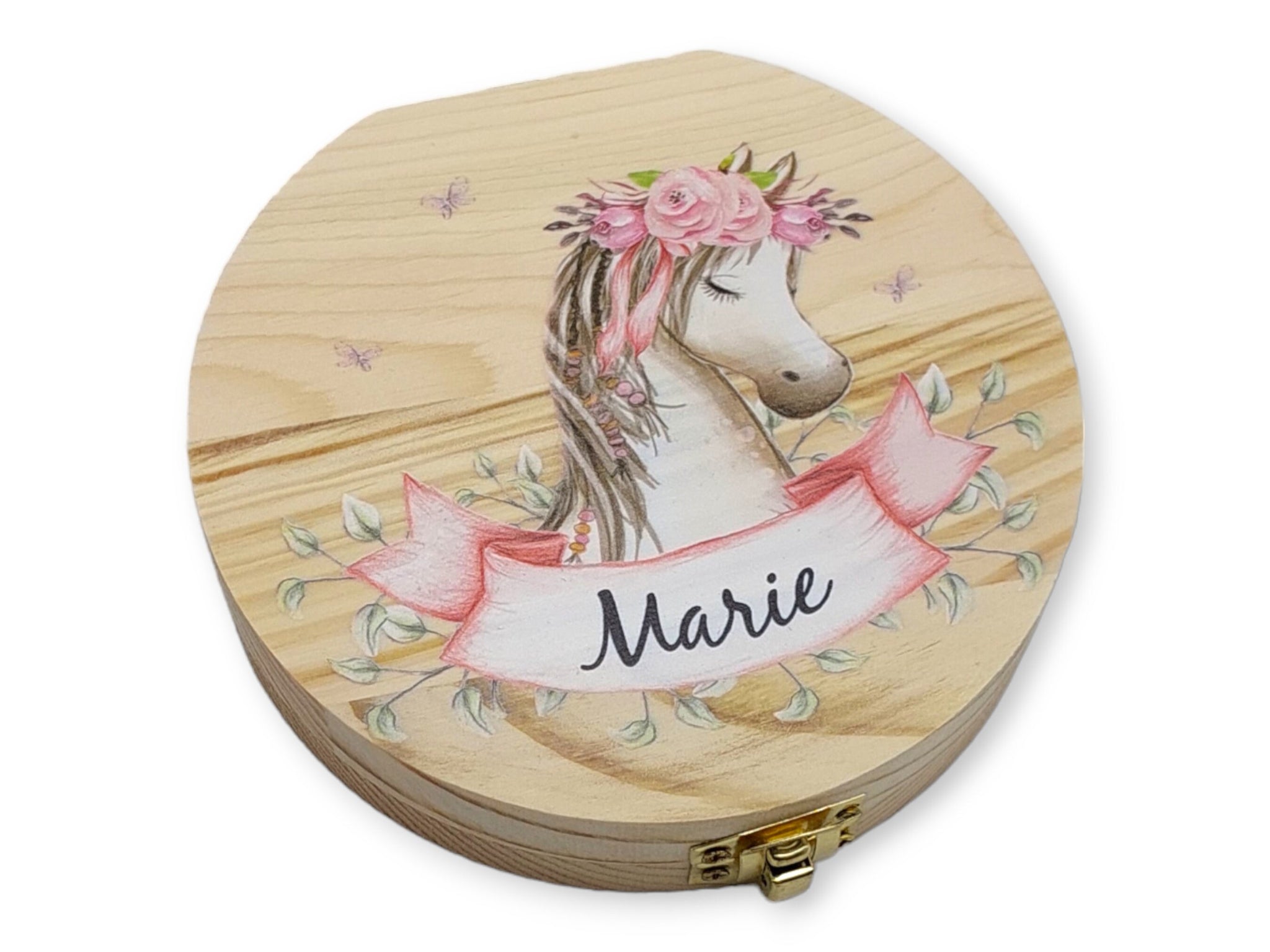 Milchzahndose personalisiert "Pferd 2" / Milchzahnbox aus Holz