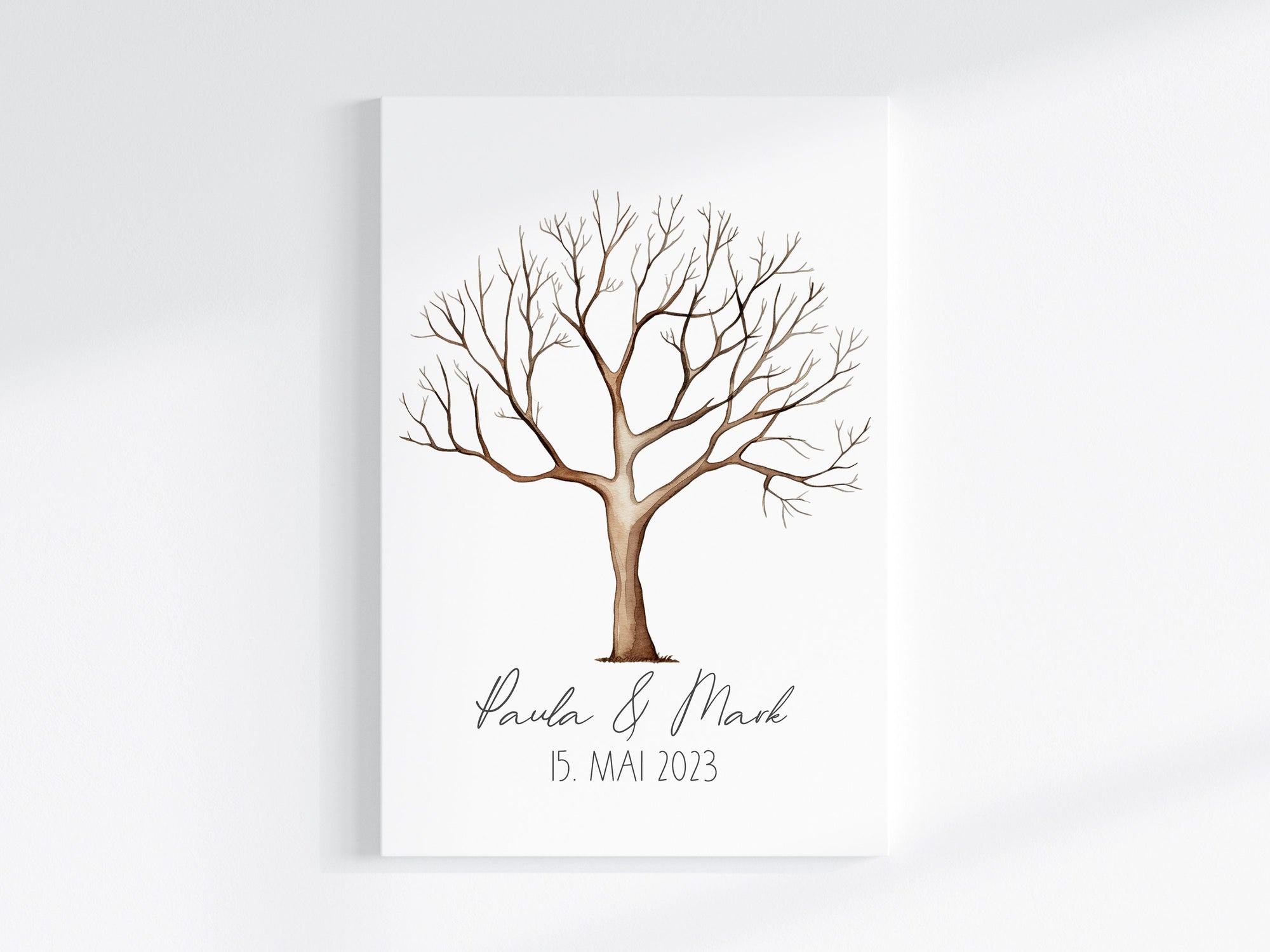 Fingerabdruck Gästebuch auf Keilrahmen personalisiert "Baum" Leinwand