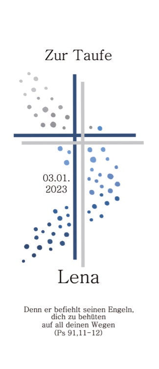 Taufkerze personalisiert mit Namen Datum und Taufspruch "Kreuz/ Punkte blau grau", Junge/ Mädchen, Taufkerze mit Namen und Datum,