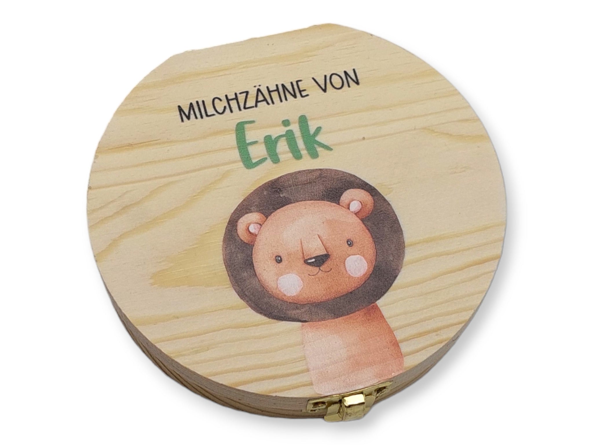 Milchzahndose personalisiert "Löwe 3" / Milchzahnbox aus Holz