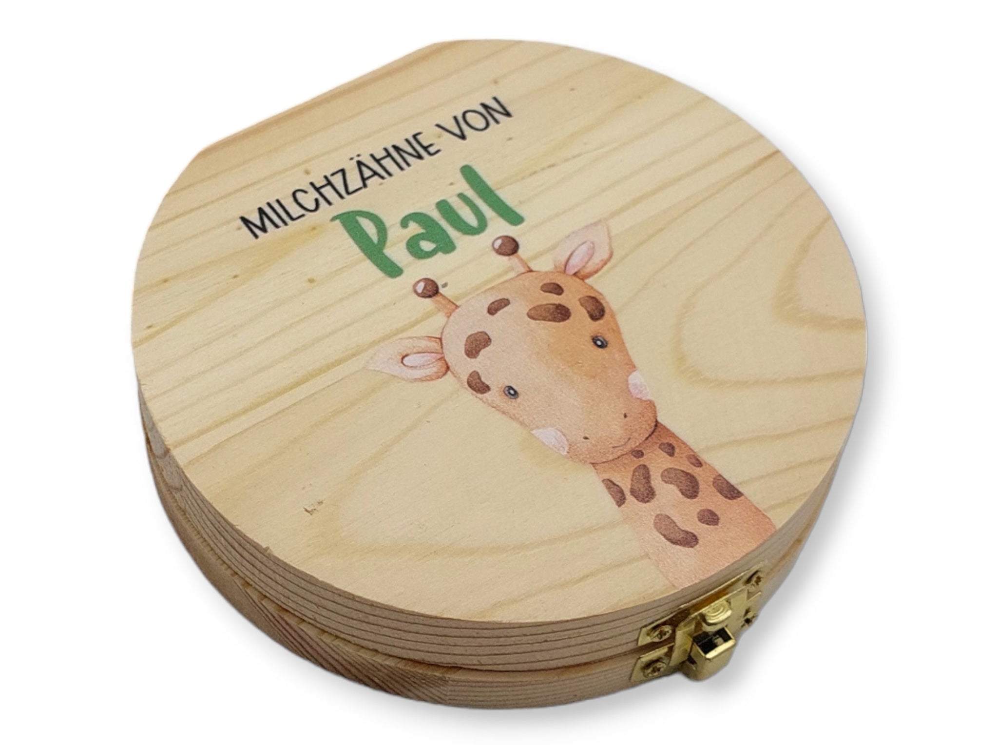 Milchzahndose personalisiert "Giraffe" / Milchzahnbox aus Holz
