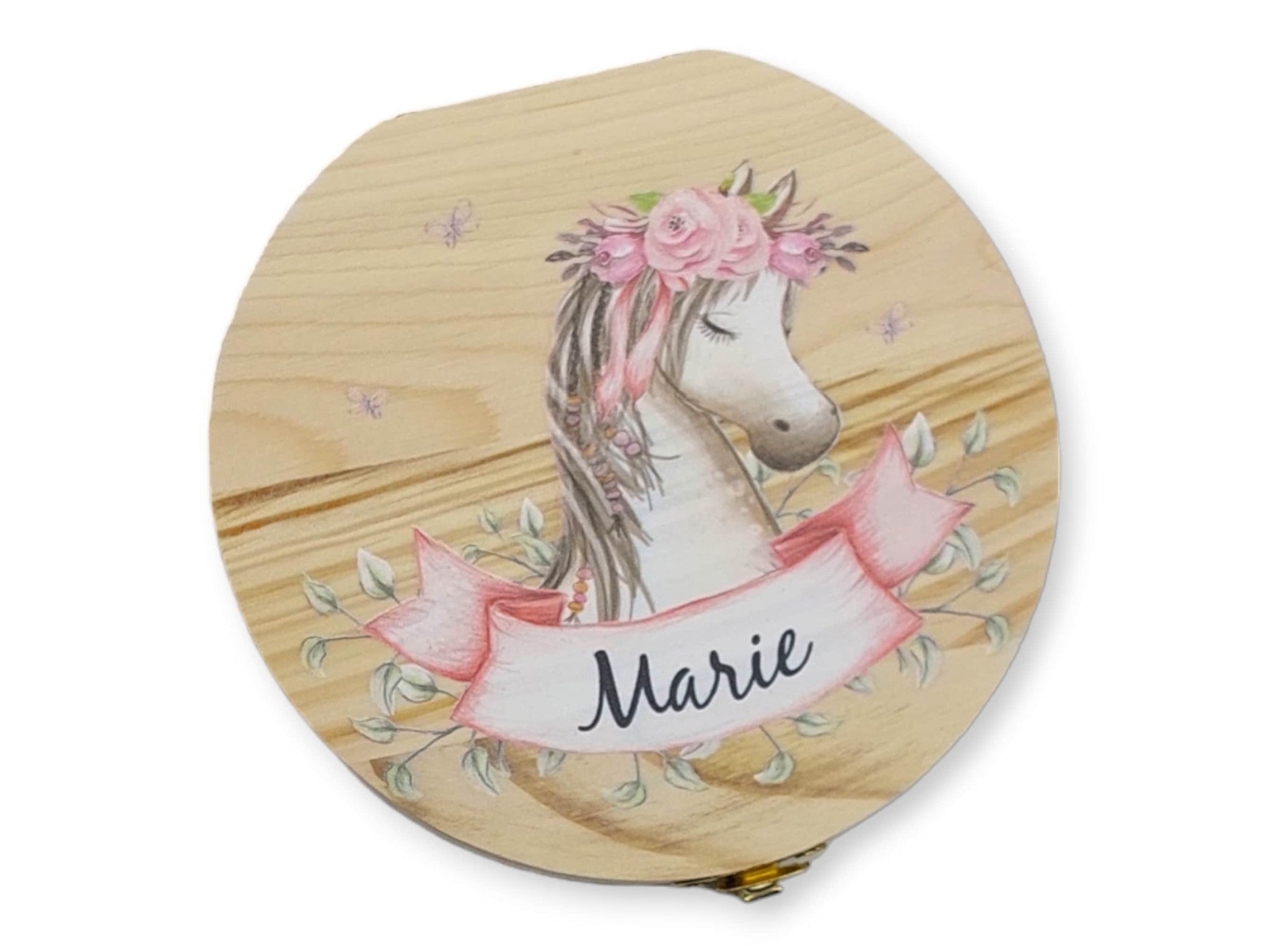Milchzahndose personalisiert "Pferd 2" / Milchzahnbox aus Holz