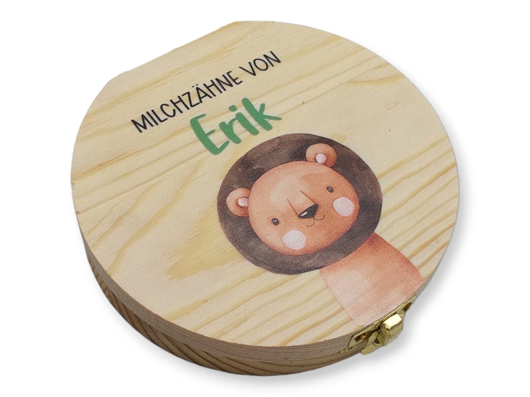 Milchzahndose personalisiert "Löwe 3" / Milchzahnbox aus Holz