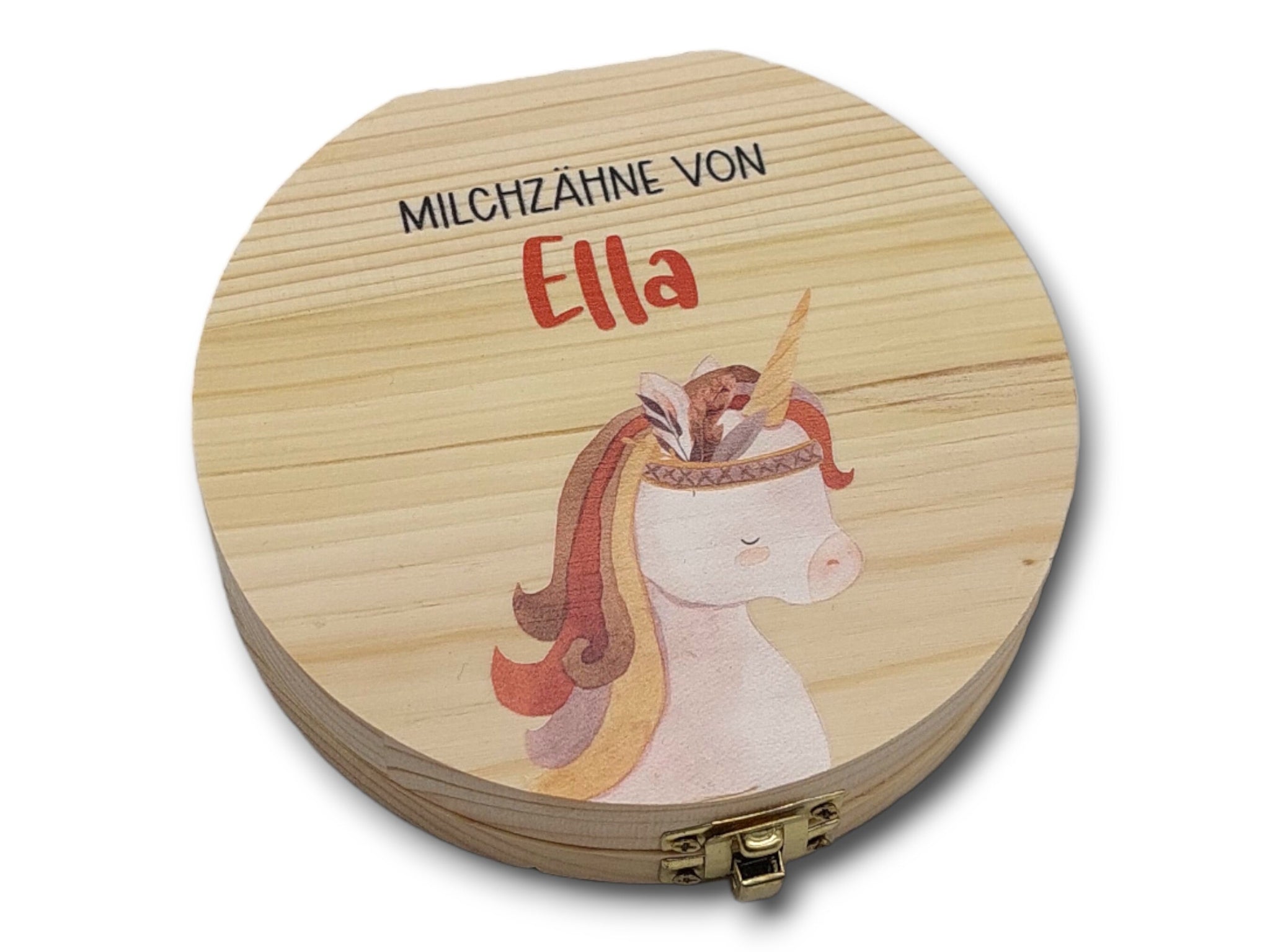 Milchzahndose personalisiert "Boho Einhorn" / Milchzahnbox aus Holz