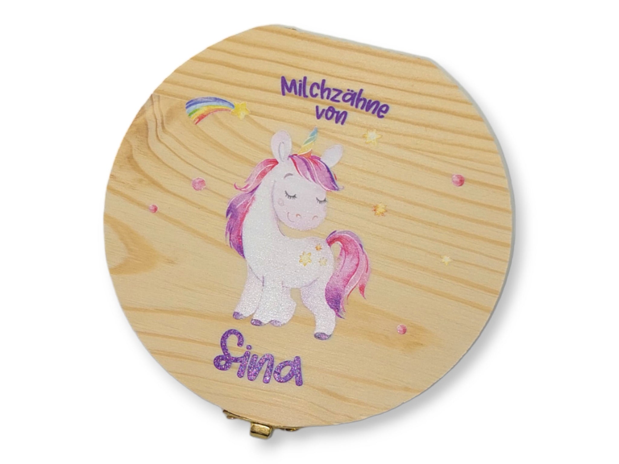 Milchzahndose personalisiert "Einhorn" / Milchzahnbox aus Holz