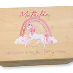 Erinnerungskiste Baby mit Namen "Einhorn" Erinnerungskiste Kinder, Erinnerungsbox bedruckt, Taufgeschenk, Geschenk zur Geburt, Baby