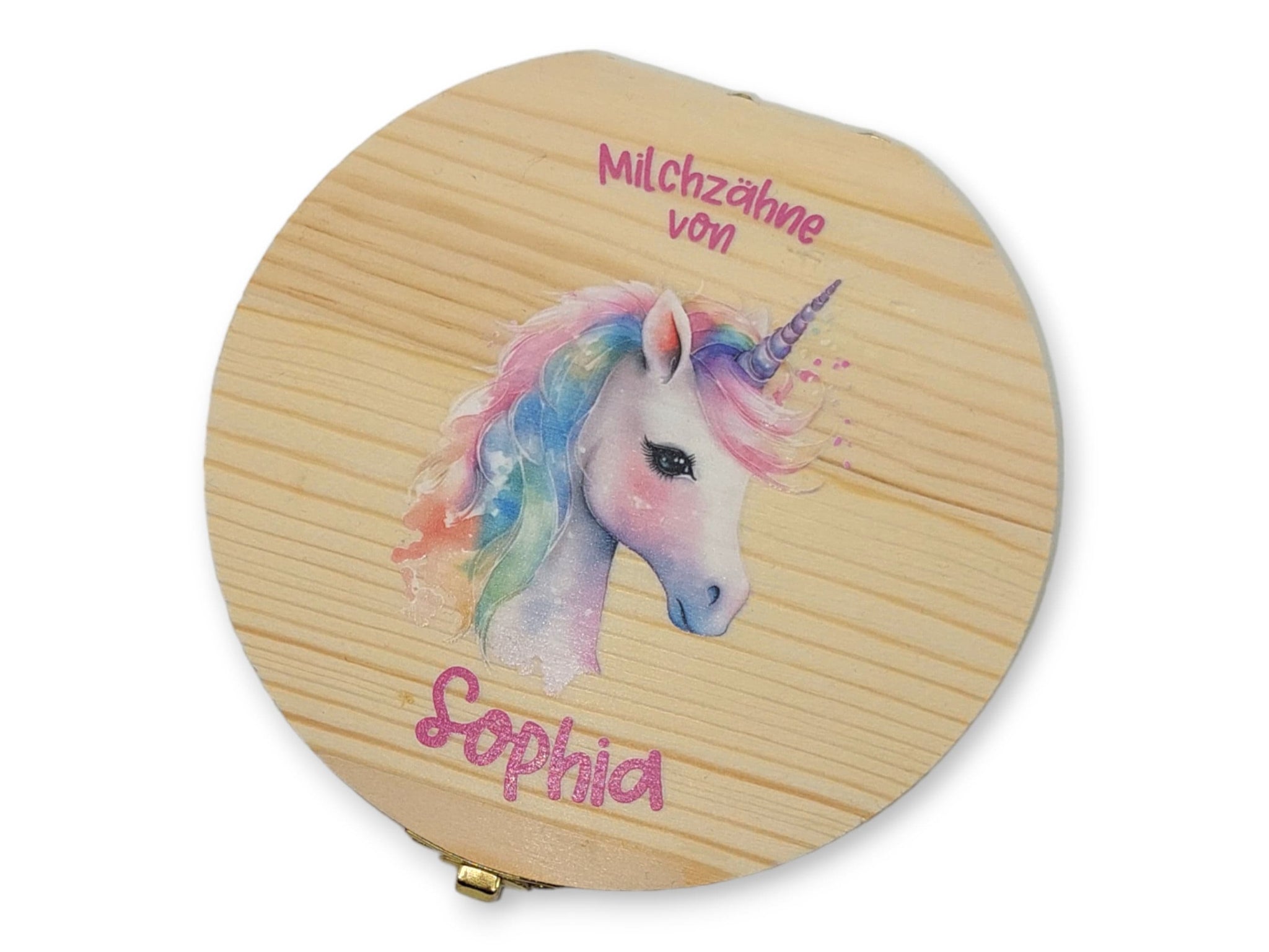 Milchzahndose personalisiert "Einhorn 2" / Milchzahnbox aus Holz