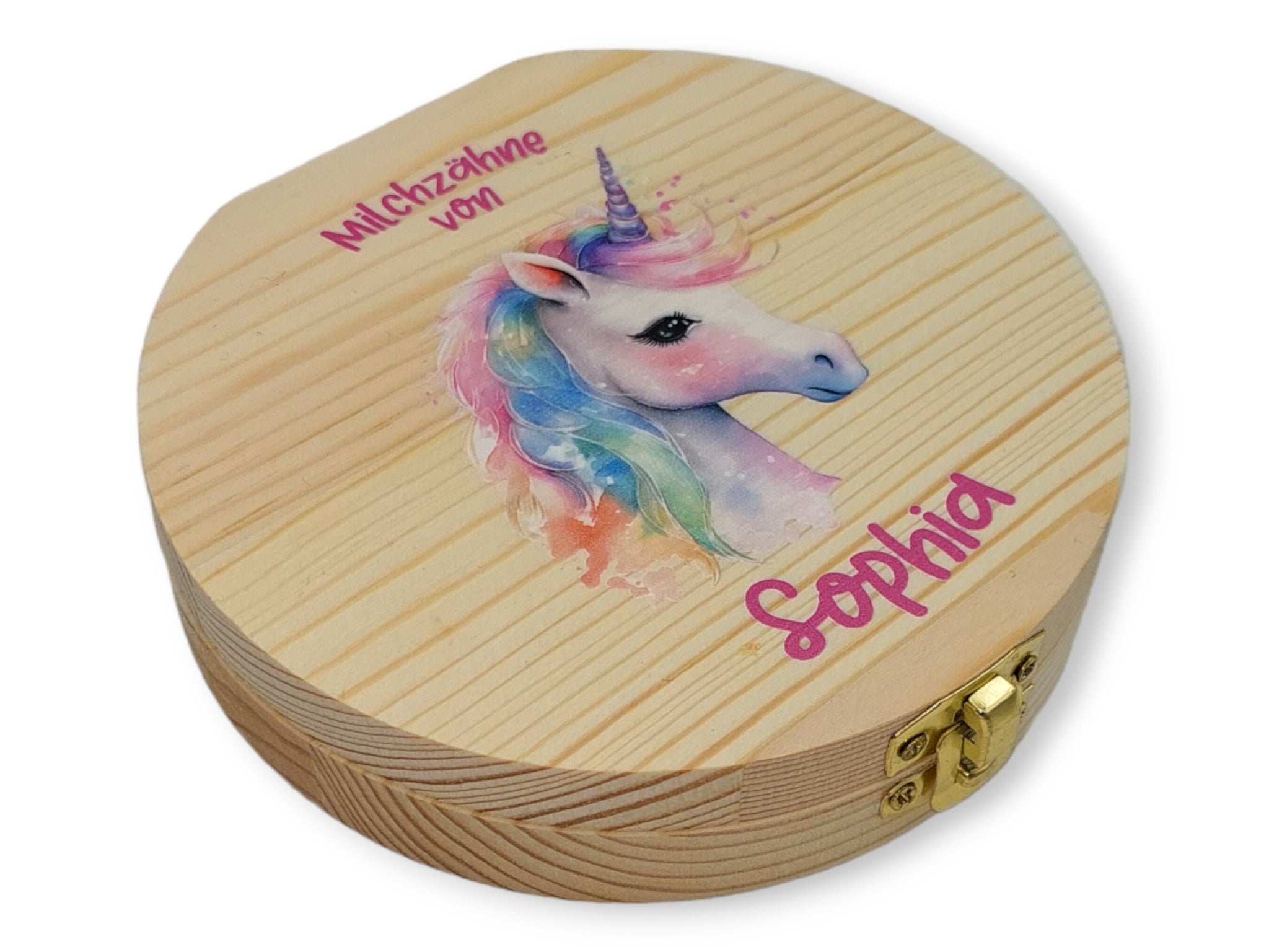 Milchzahndose personalisiert "Einhorn 2" / Milchzahnbox aus Holz