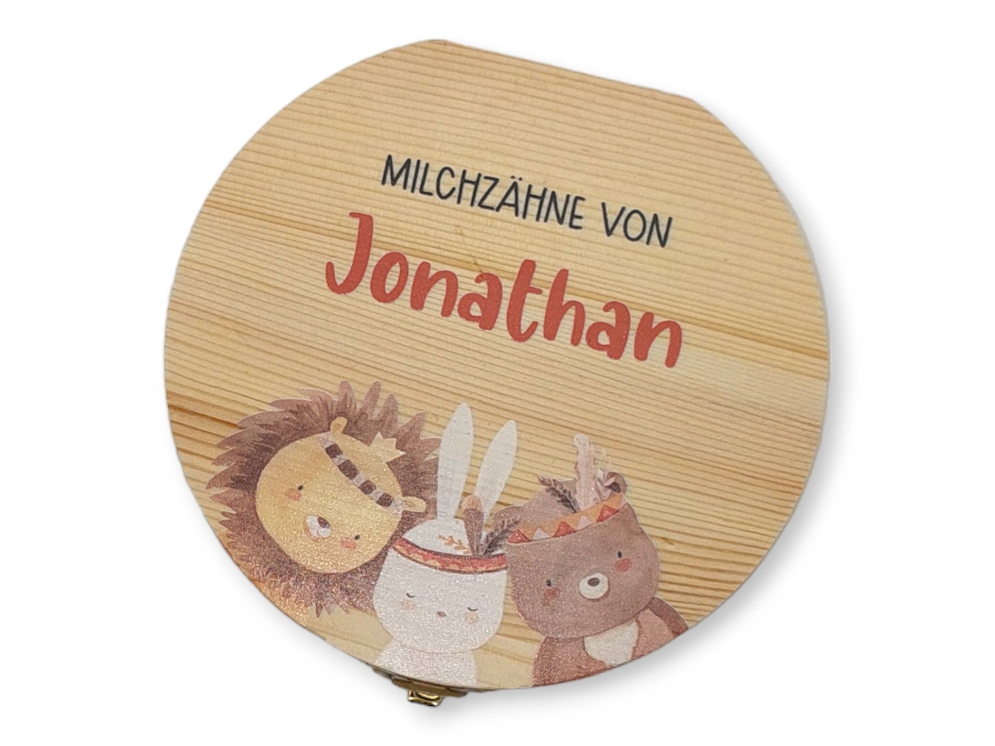 Milchzahndose personalisiert "Boho Tiere" / Milchzahnbox aus Holz
