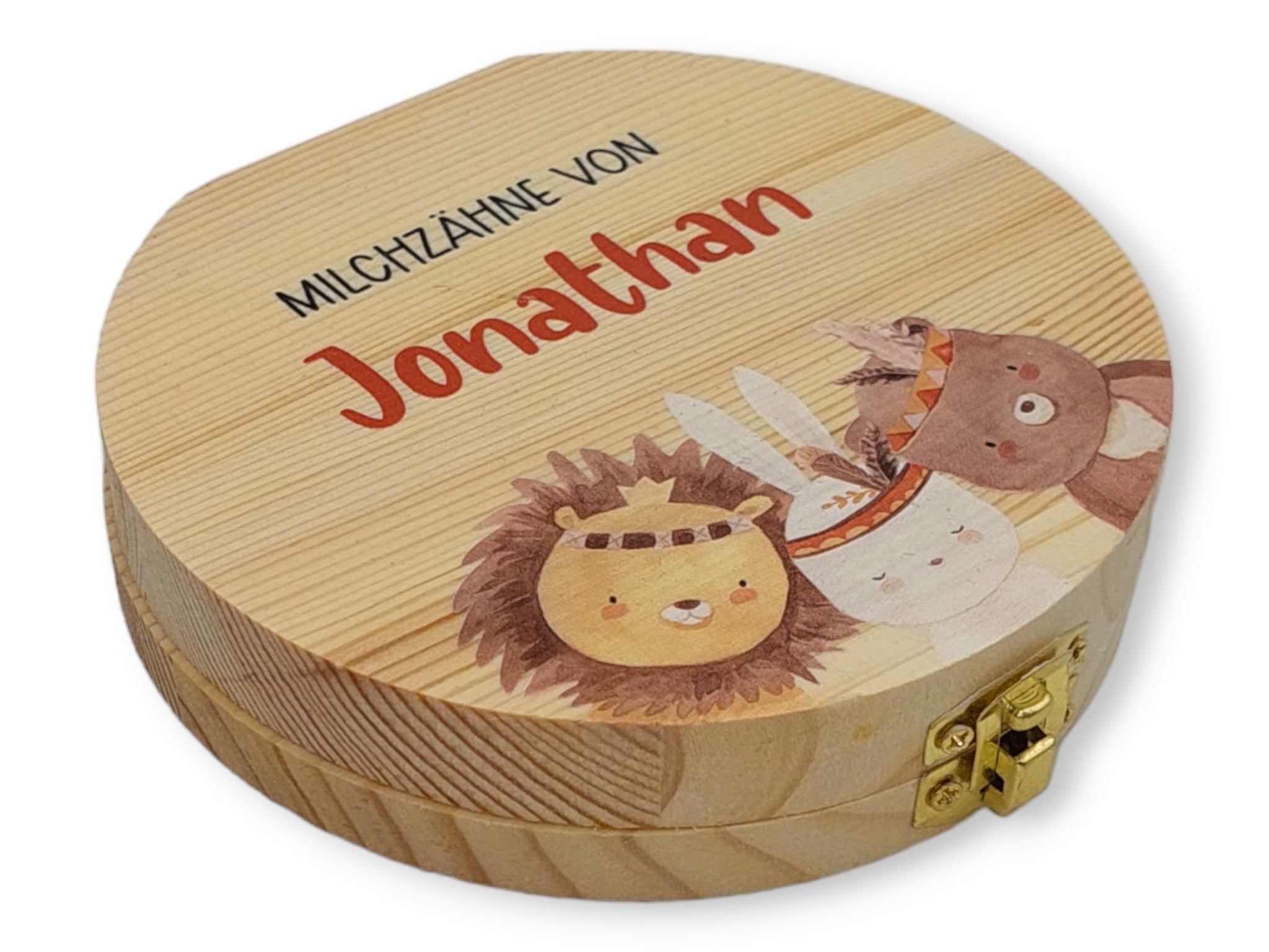 Milchzahndose personalisiert "Boho Tiere" / Milchzahnbox aus Holz
