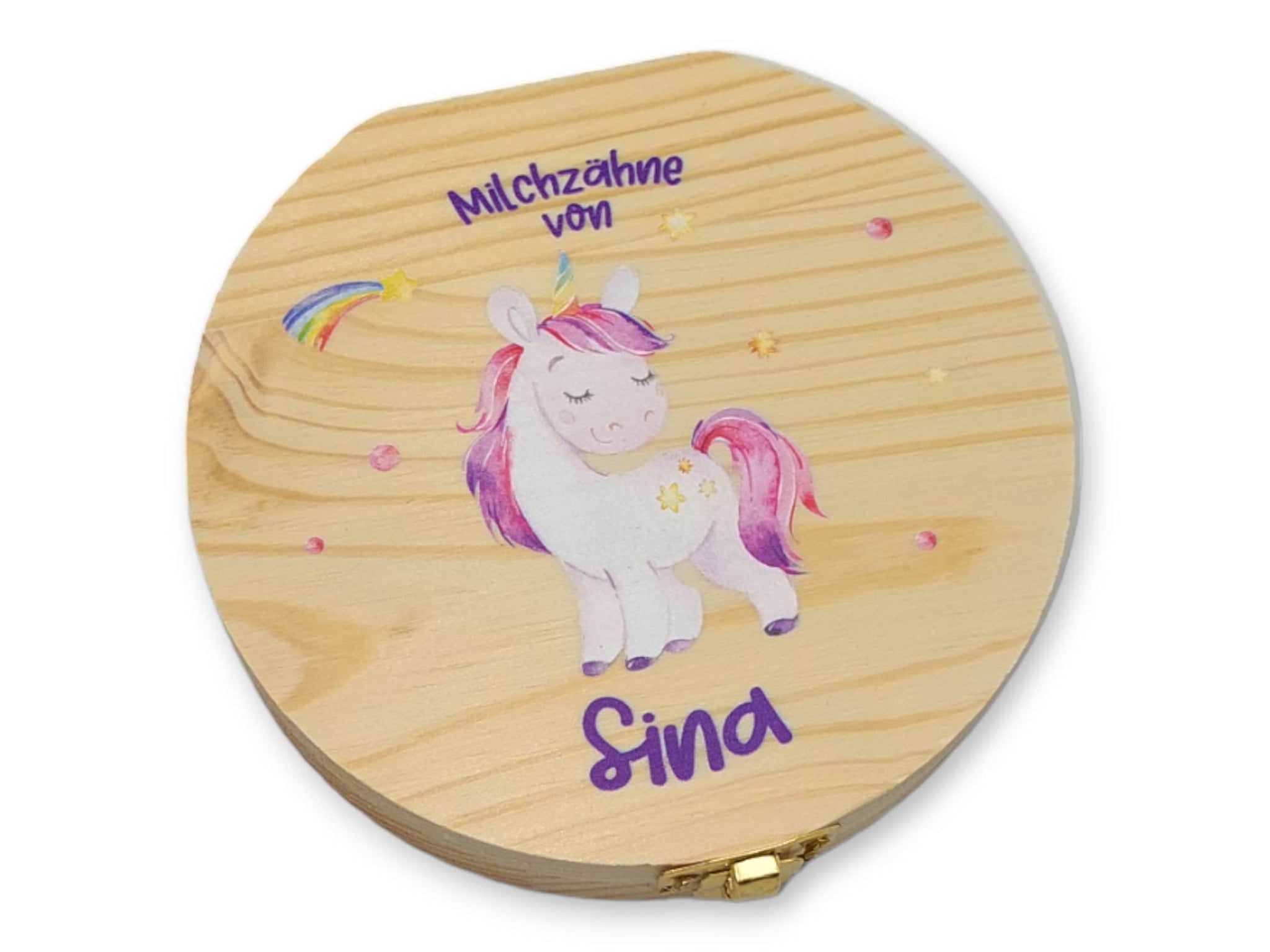 Milchzahndose personalisiert "Einhorn" / Milchzahnbox aus Holz