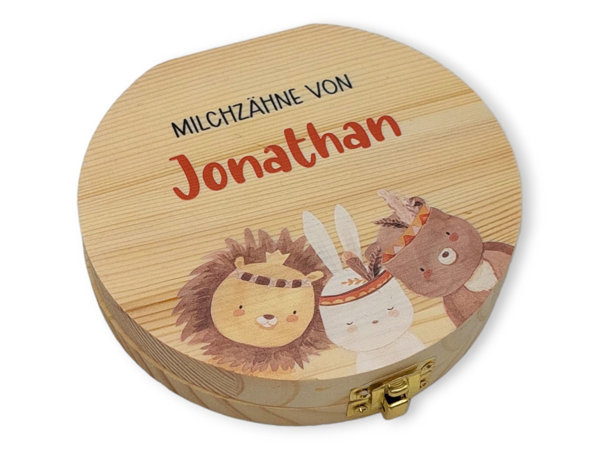 Milchzahndose personalisiert "Boho Tiere" / Milchzahnbox aus Holz