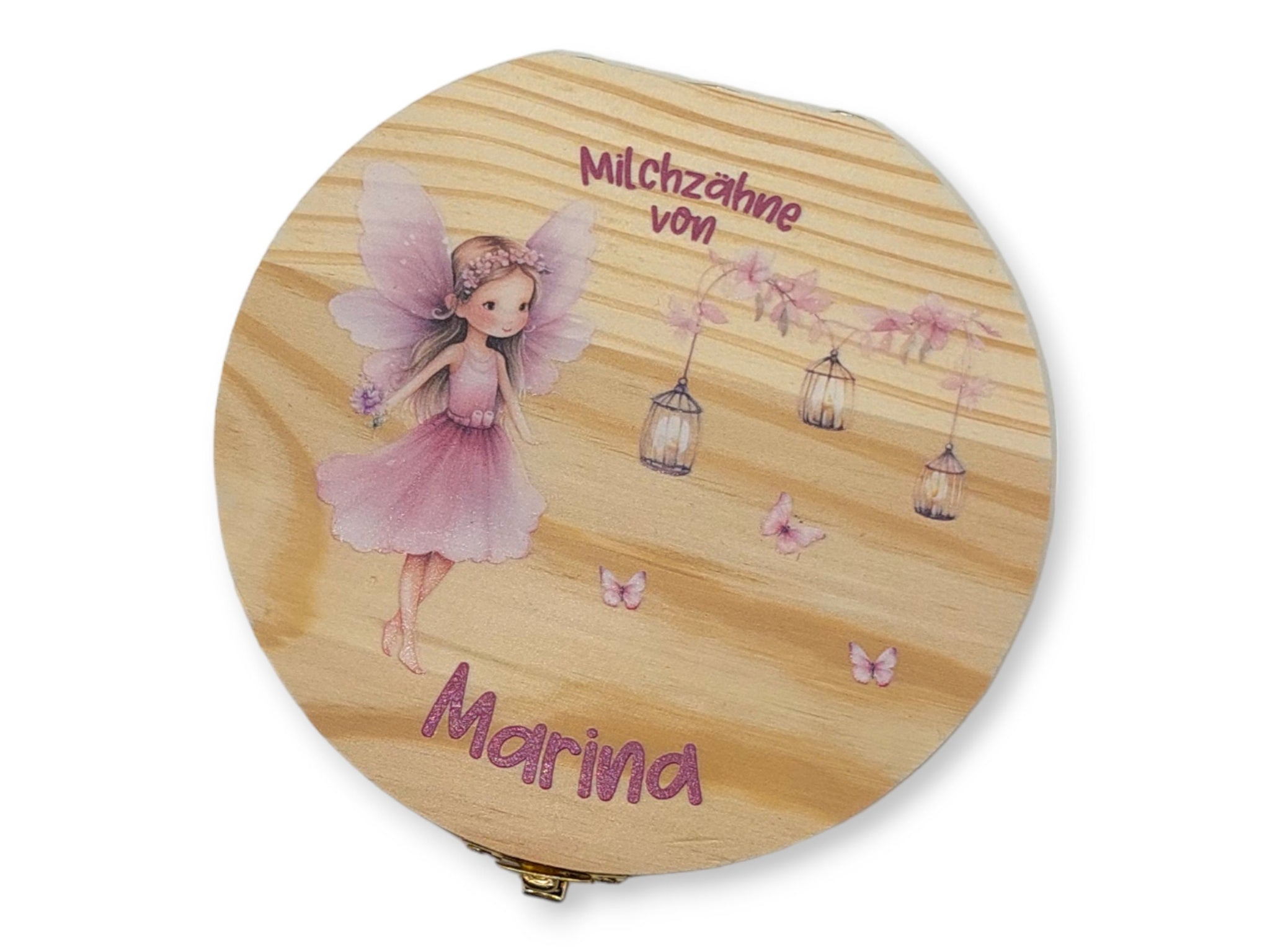 Milchzahndose personalisiert "Fee Schmetterlinge" / Milchzahnbox aus Holz