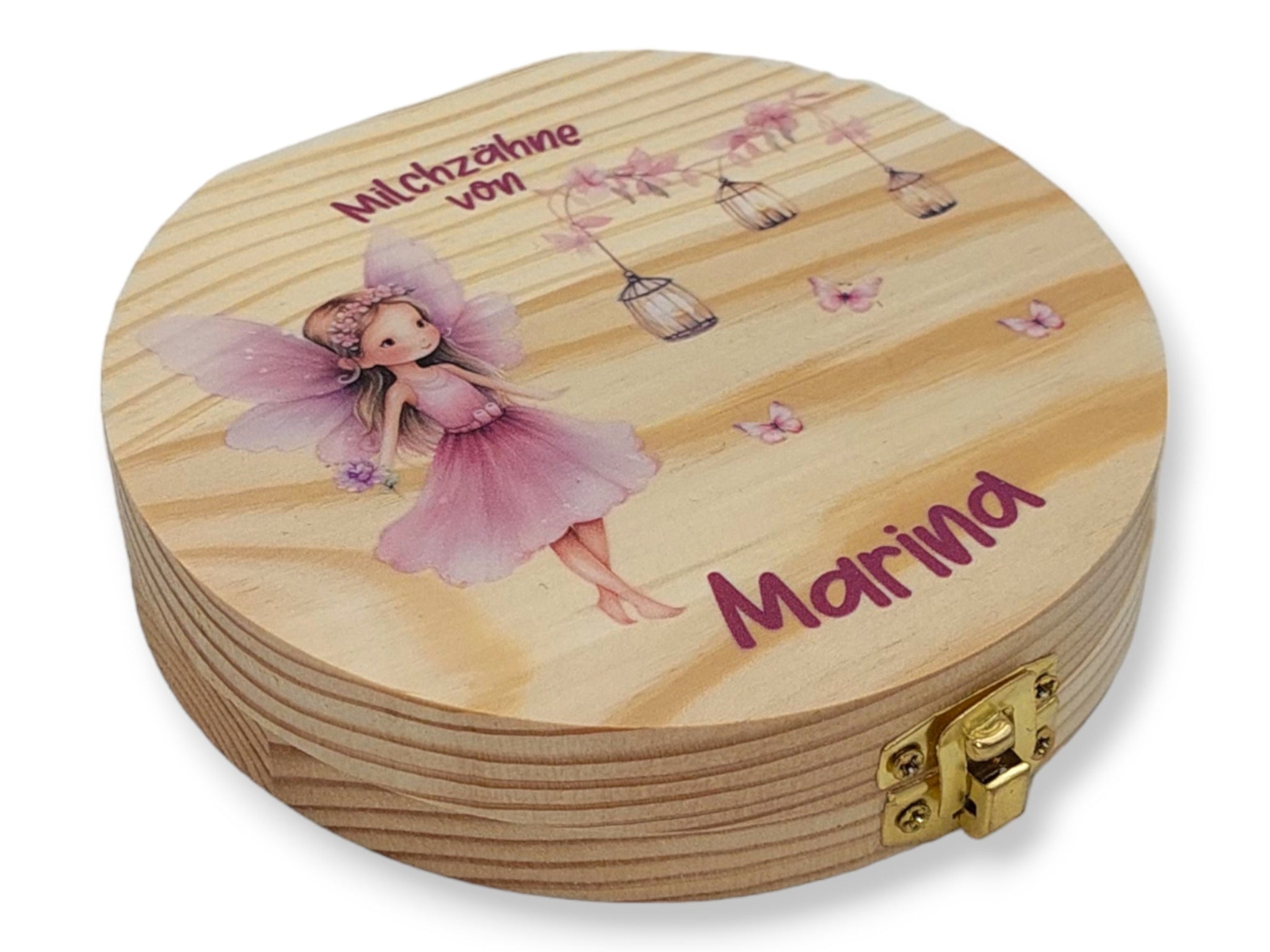 Milchzahndose personalisiert "Fee Schmetterlinge" / Milchzahnbox aus Holz