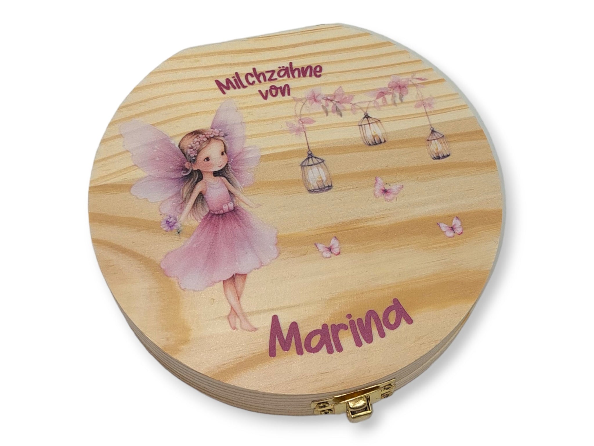 Milchzahndose personalisiert "Fee Schmetterlinge" / Milchzahnbox aus Holz