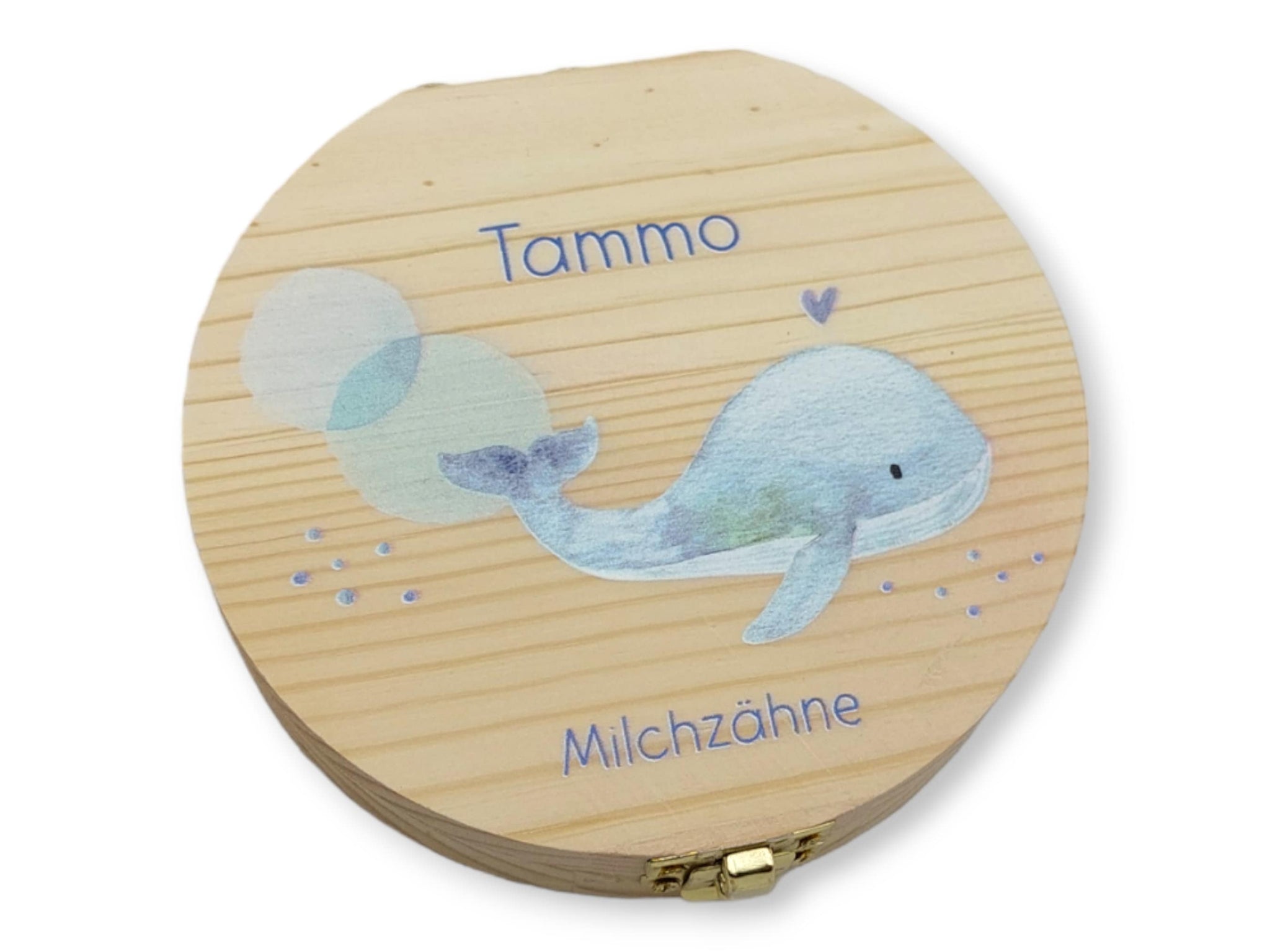 Milchzahndose personalisiert "Wal" / Milchzahnbox aus Holz