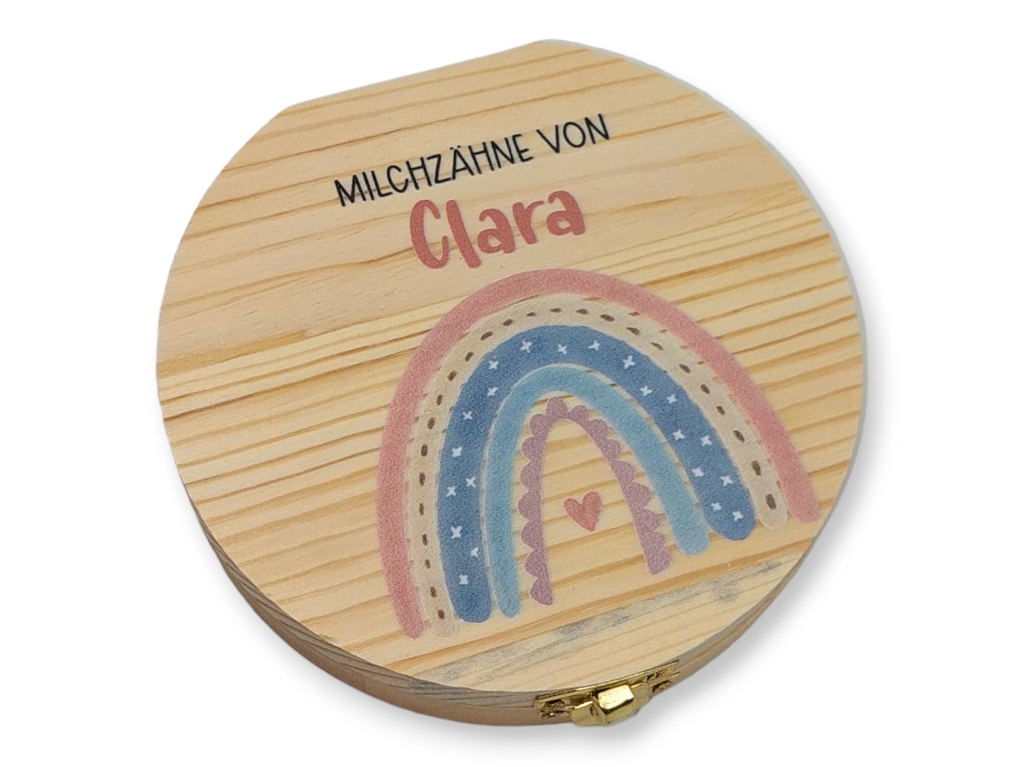 Milchzahndose personalisiert "Regenbogen Boho" / Milchzahnbox aus Holz