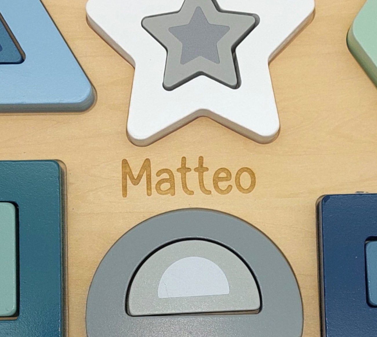 HOLZ PUZZLE FORMEN personalisiert mit Namen, Taufgeschenk, Kinderspielzeug, Babyspielzeug