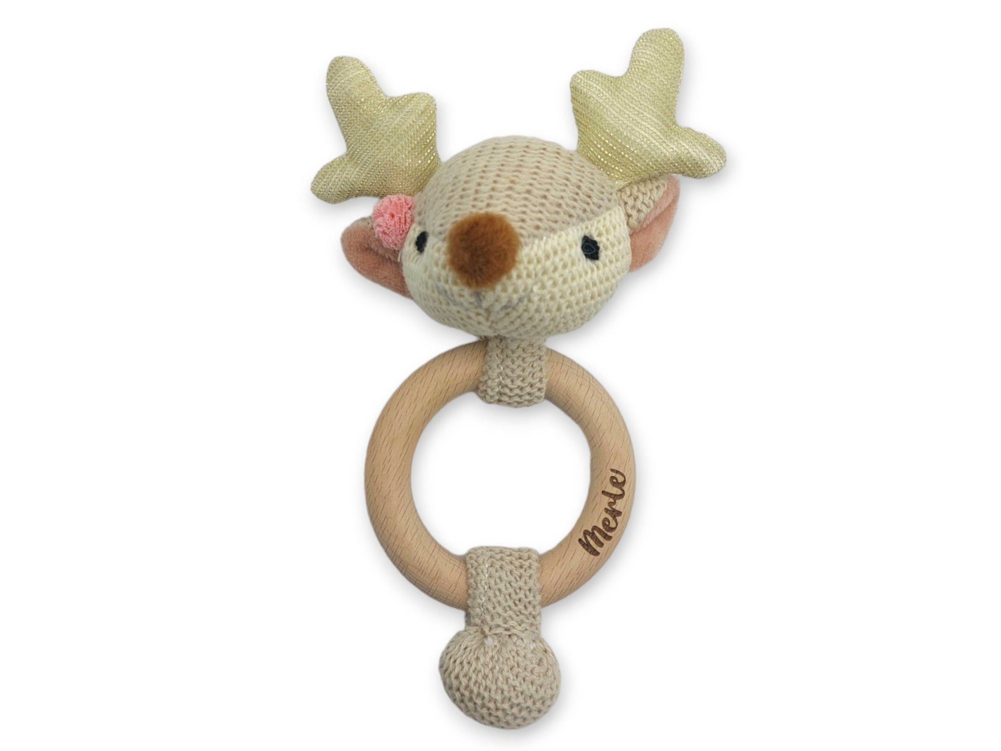 Baby Rassel, Greifling personalisiert mit Name, Greifring, Greifling Baby
