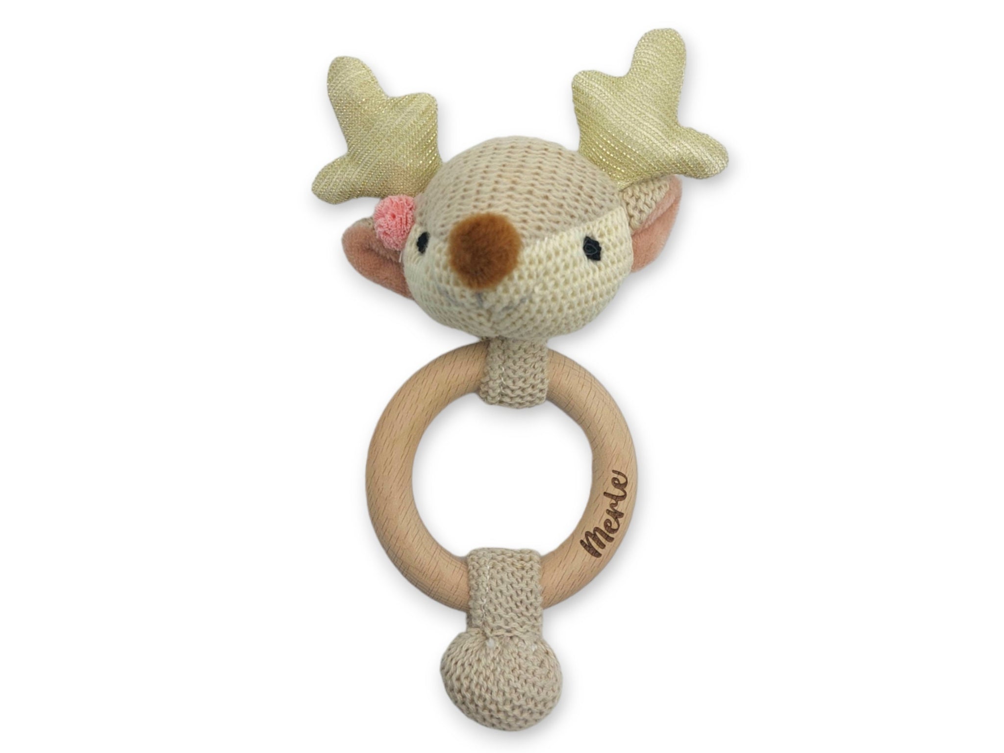 Baby Rassel, Greifling personalisiert mit Name, Greifring, Greifling Baby