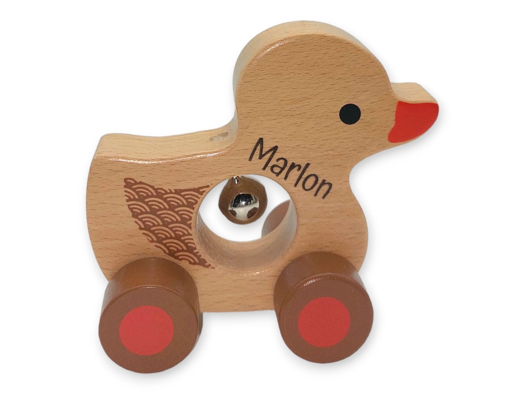 Rollertier mit Glocke personalisiert mit Name, Schiebtier, Holztier