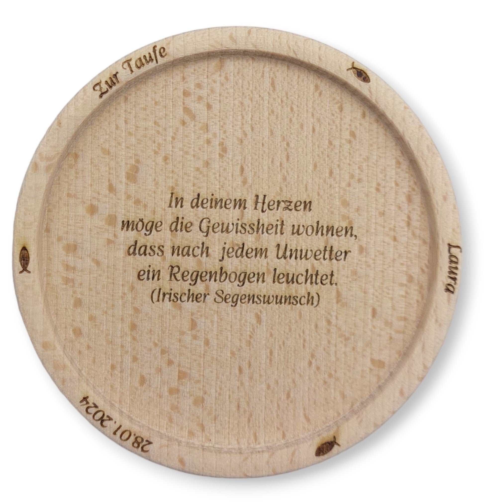 Kerzenhalter/ Kerzenteller aus Holz personalisiert, Kerzenteller aus Buchenholz, Holz Kerzenteller personalisiert, Kerzenhalter graviert