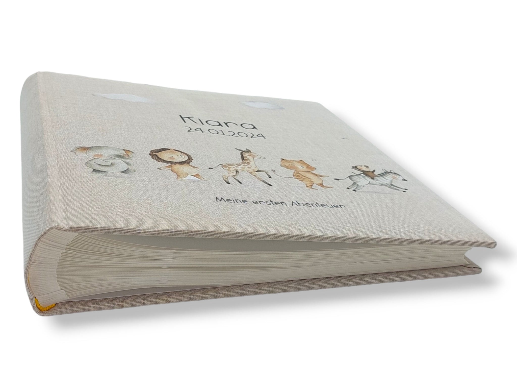Fotoalbum personalisiert Baby, Kind "Tiere" Leinen, Erinnerungsalbum