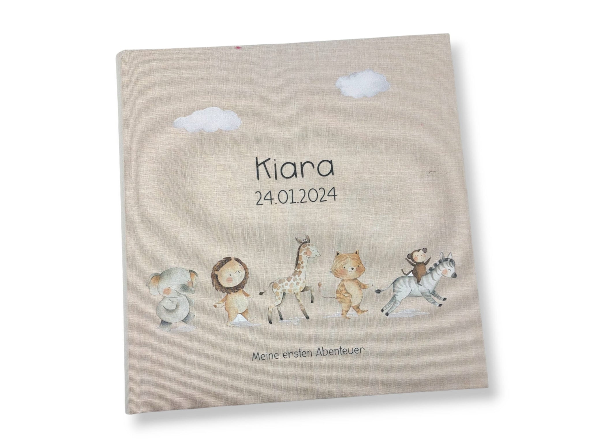 Fotoalbum personalisiert Baby, Kind "Tiere" Leinen, Erinnerungsalbum