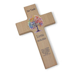 Taufkreuz / Kinderkreuz personalisiert "Baum bunt" Wandkreuz aus Holz