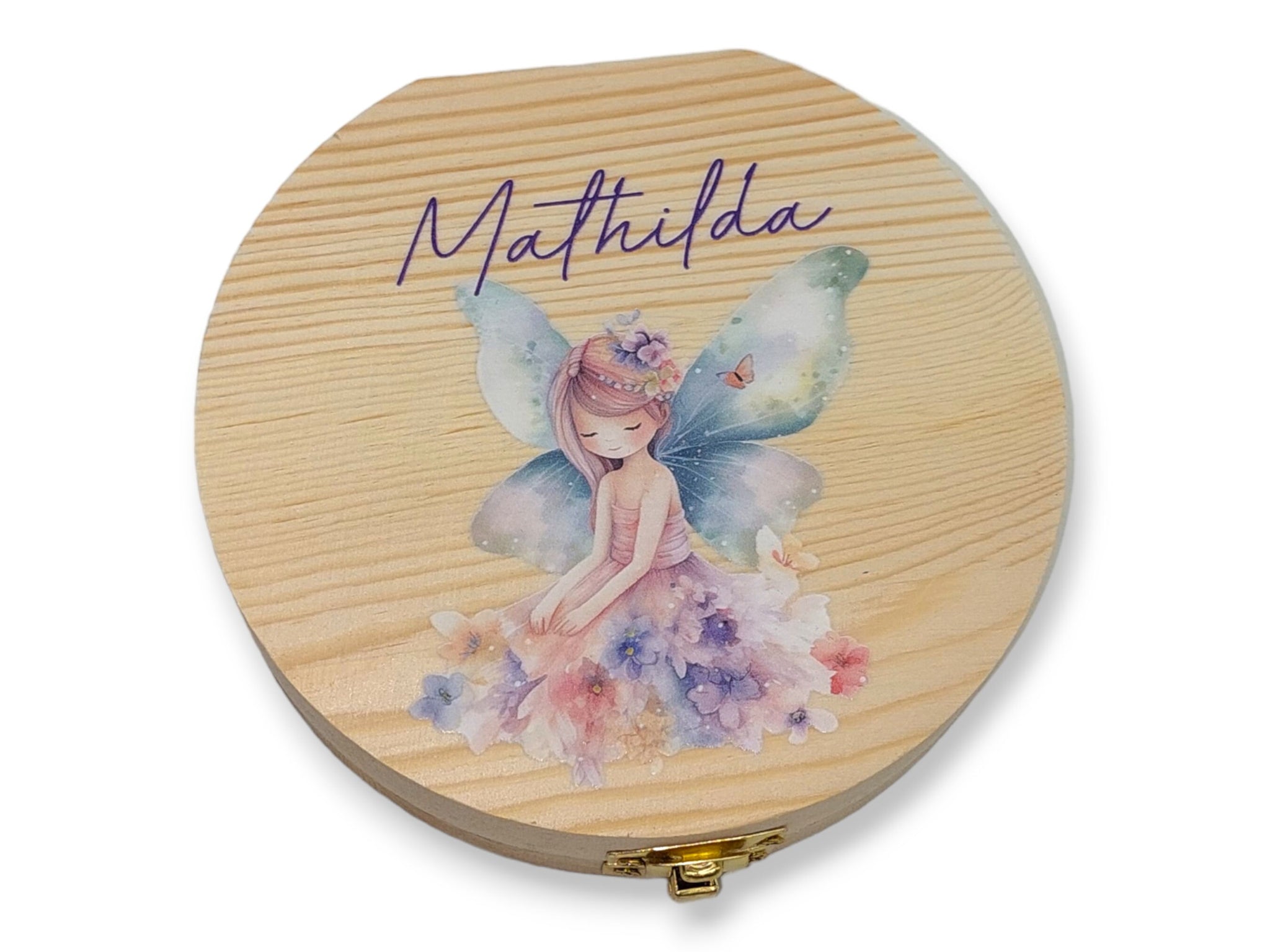 Milchzahndose personalisiert "Fee" / Milchzahnbox aus Holz